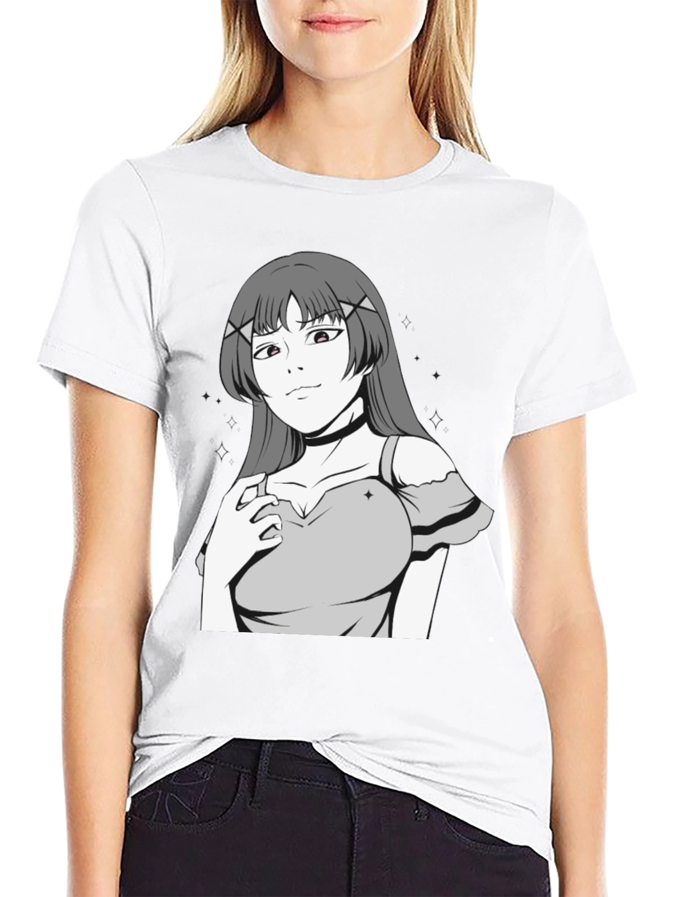 Anime Girl Graphic Black T-Shirt