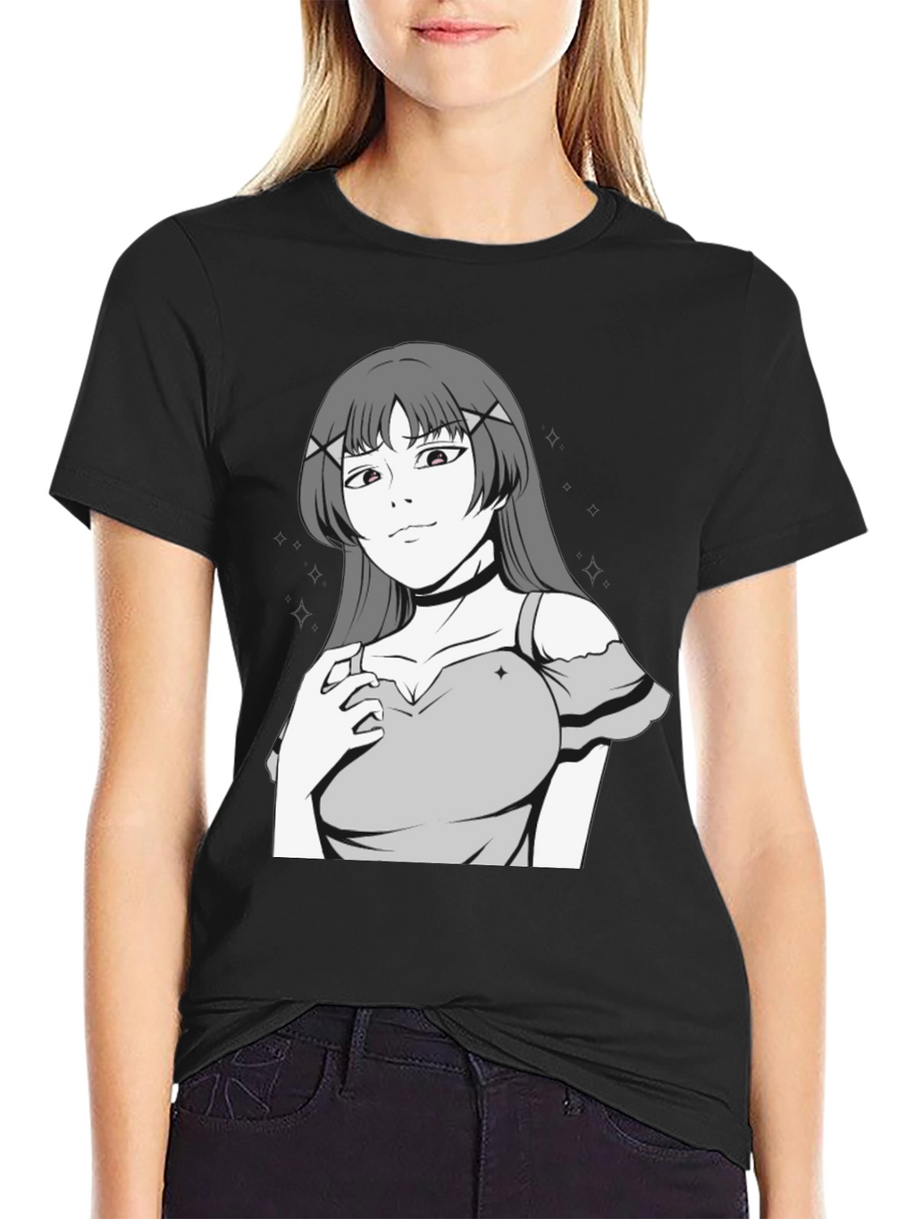 Anime Girl Graphic Black T-Shirt