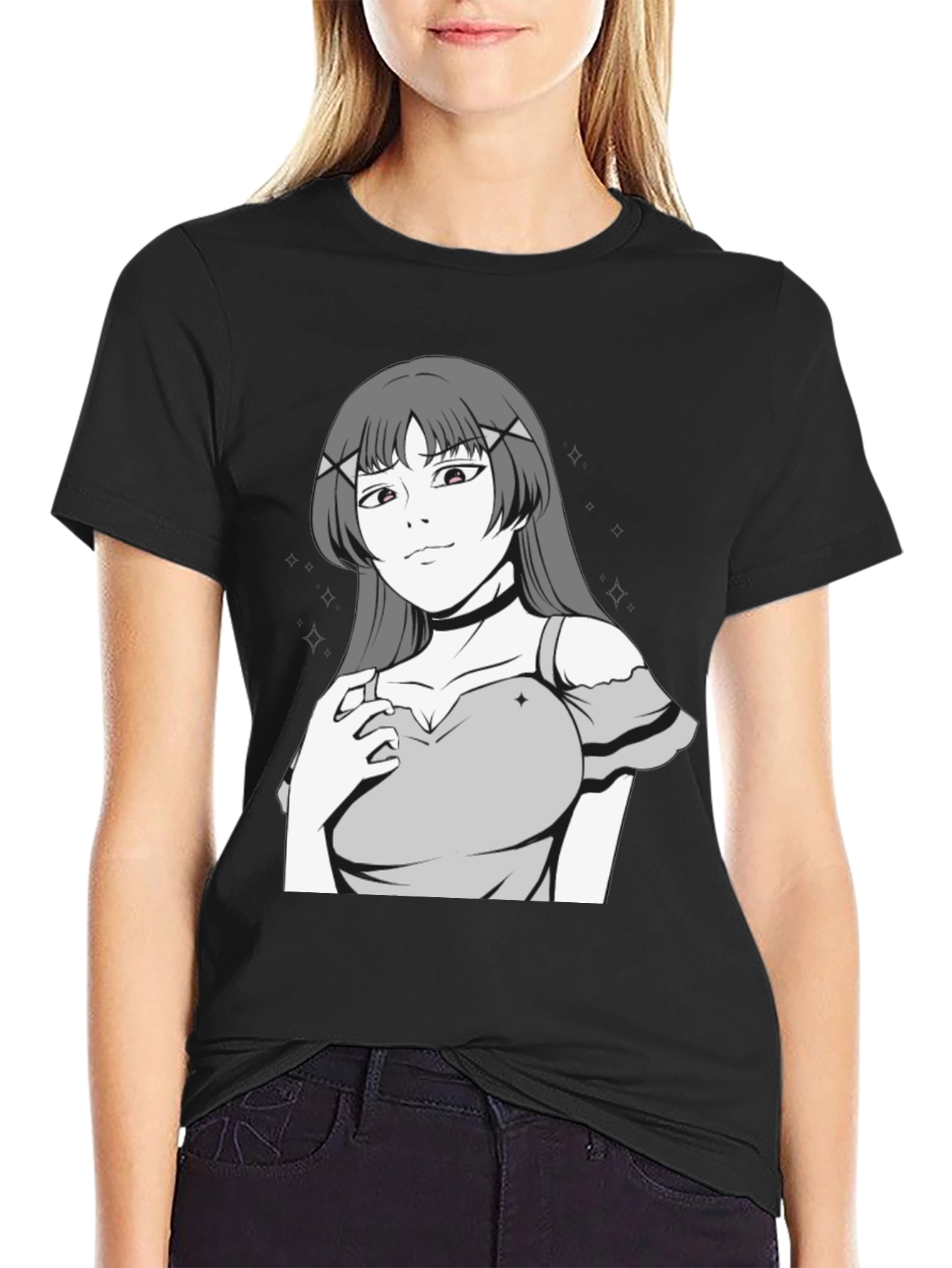 Anime Girl Graphic Black T-Shirt