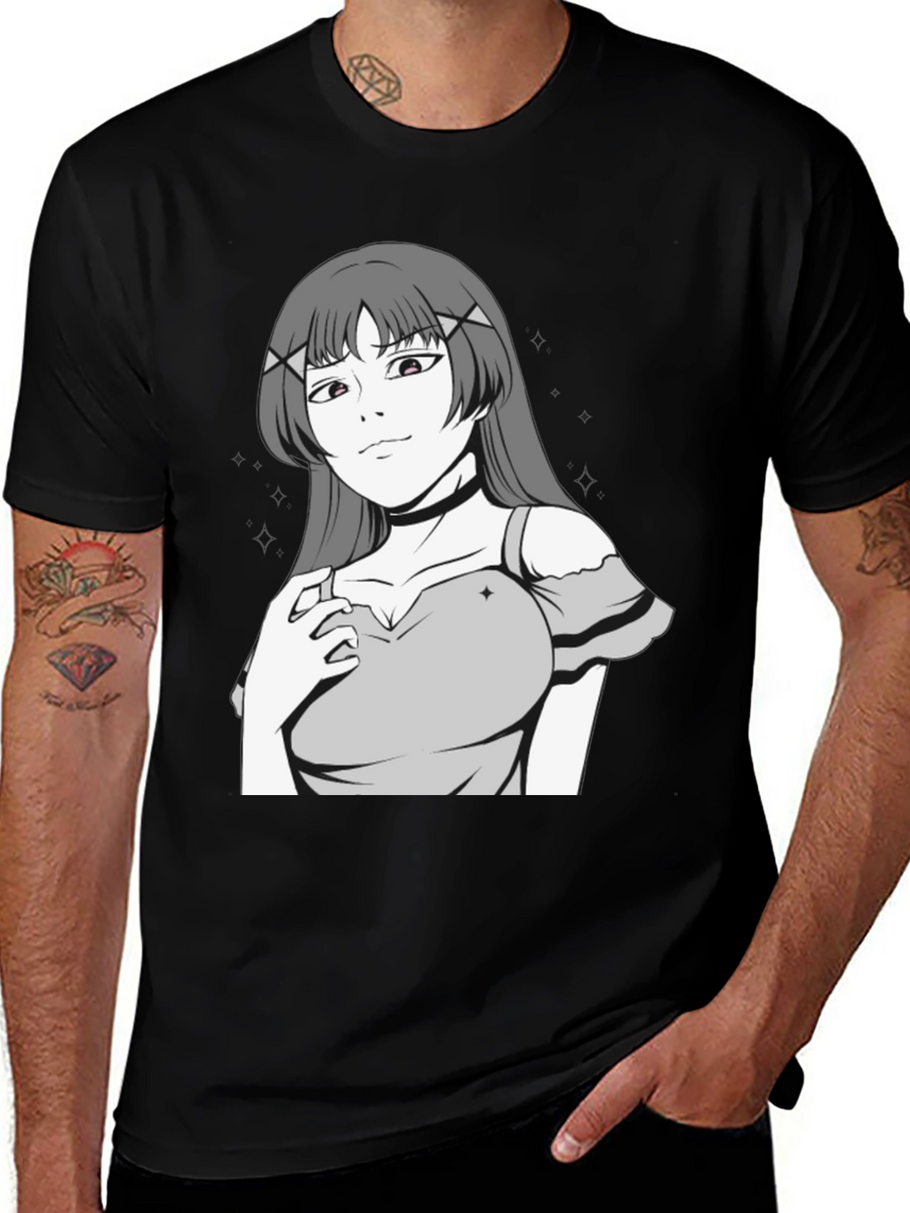 Anime Girl Graphic Black T-Shirt