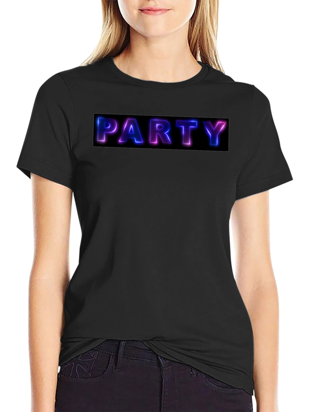 Party Neon Graphic Black T-Shirt