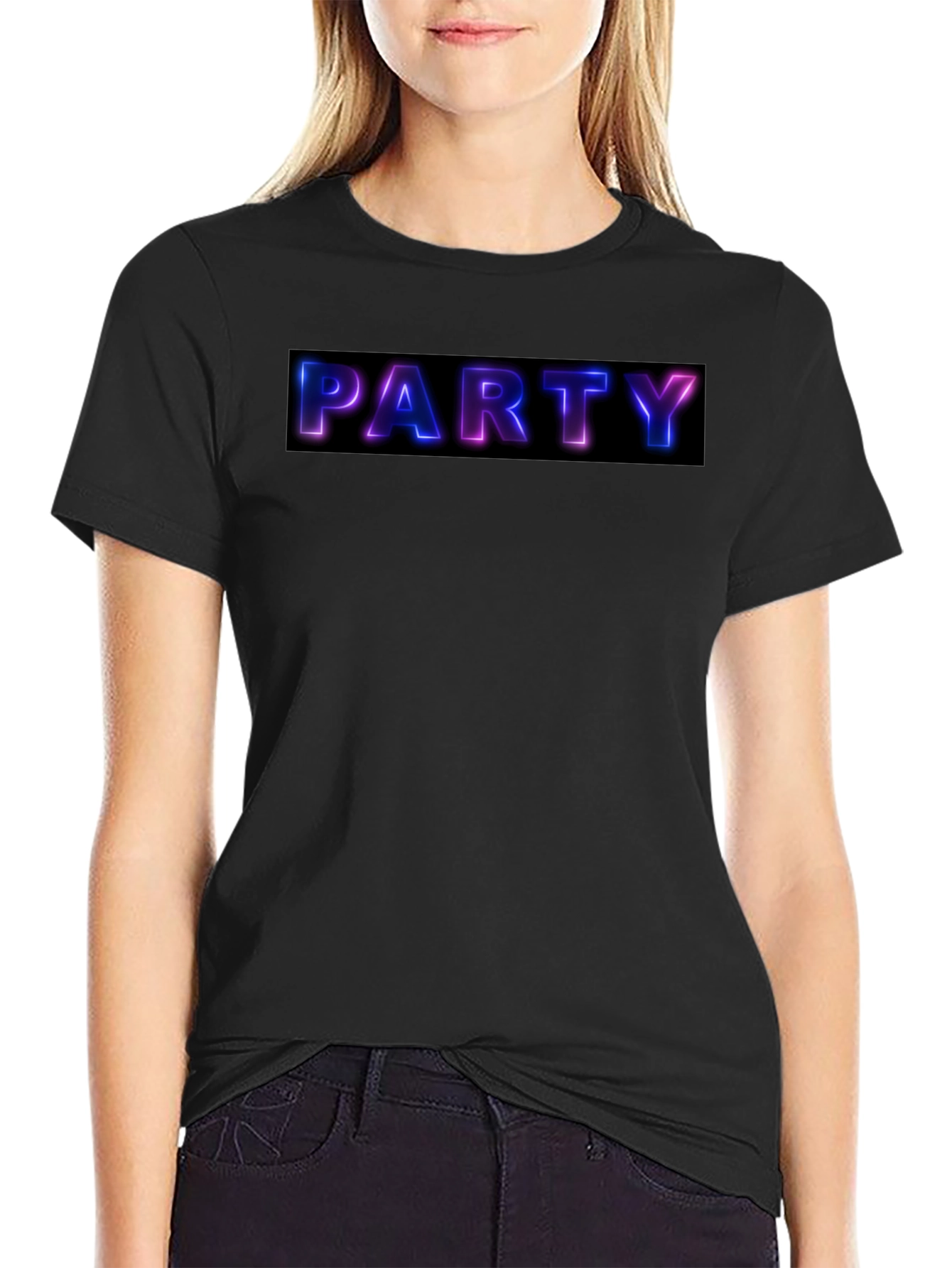 Party Neon Graphic Black T-Shirt