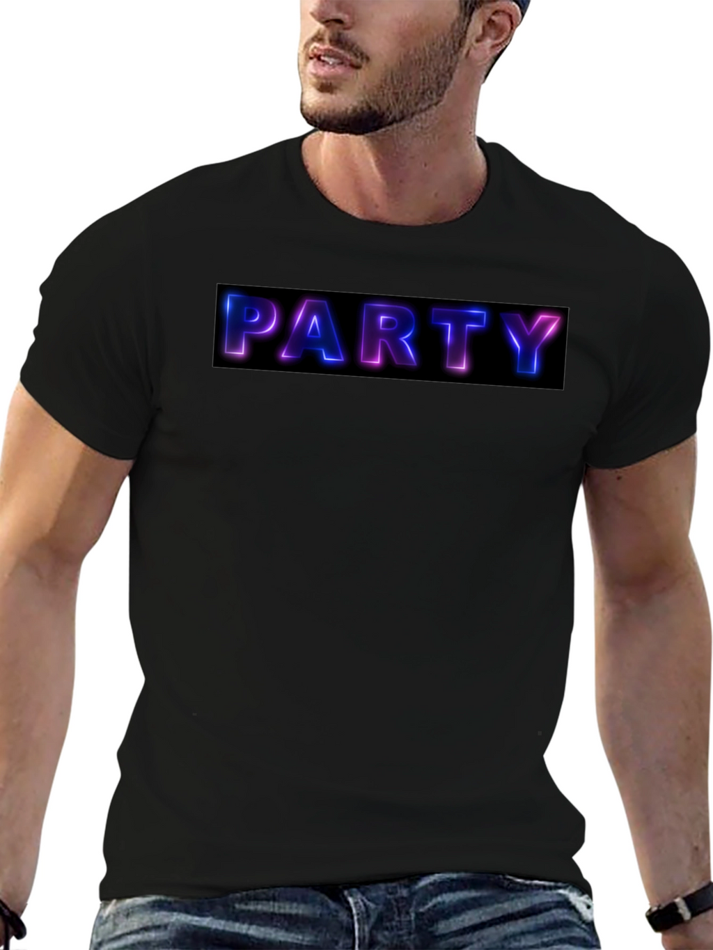 Party Neon Graphic Black T-Shirt