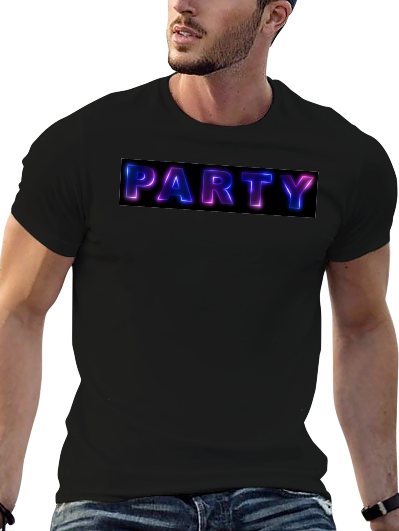 Party Neon Graphic Black T-Shirt