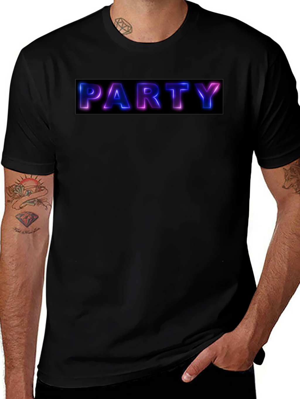 Party Neon Graphic Black T-Shirt