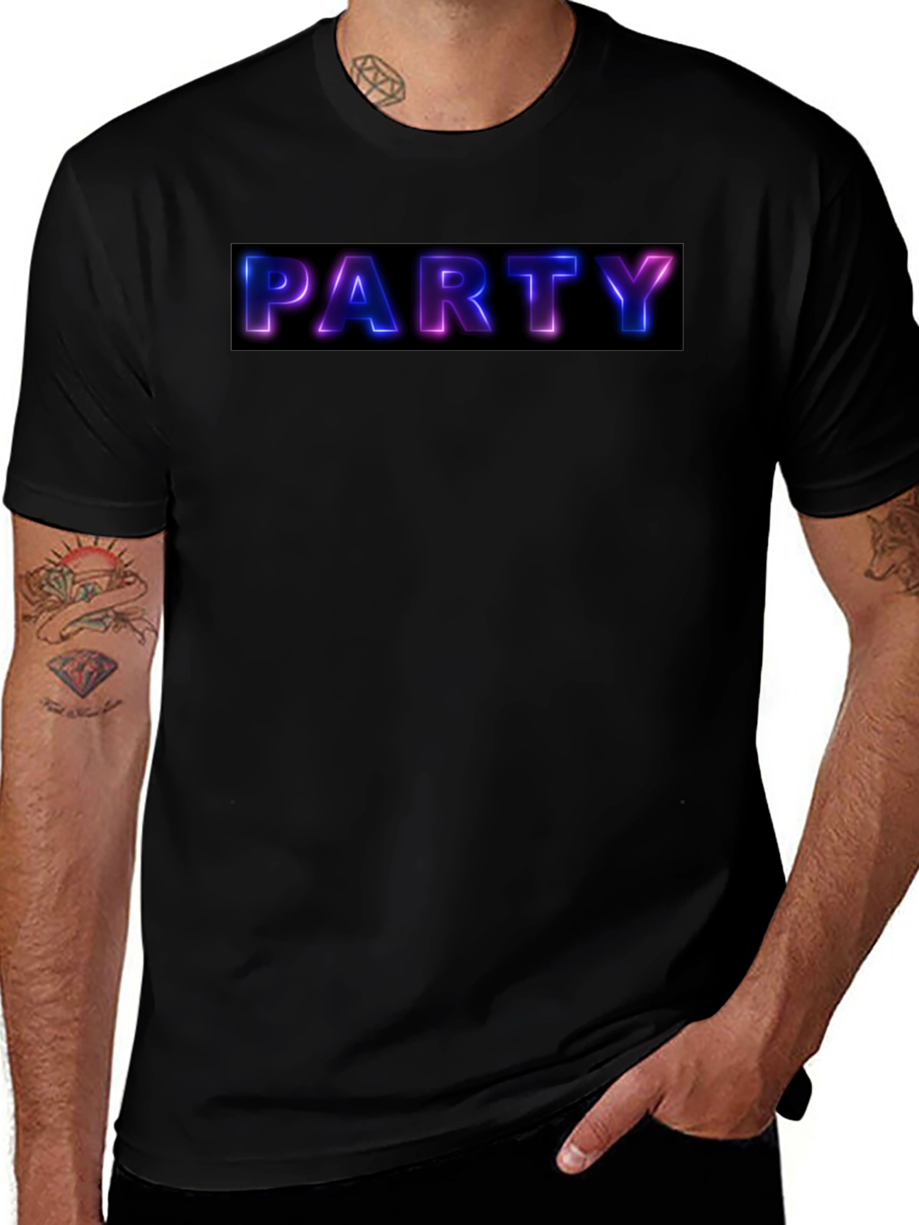Party Neon Graphic Black T-Shirt