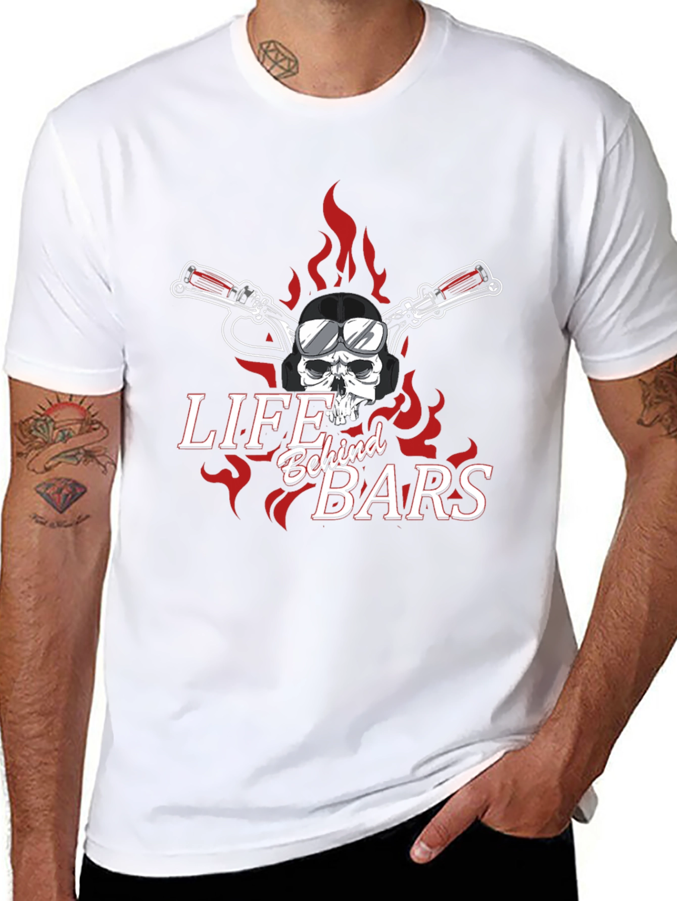Life Behind Bars Skull Motorcycle T-Shirt