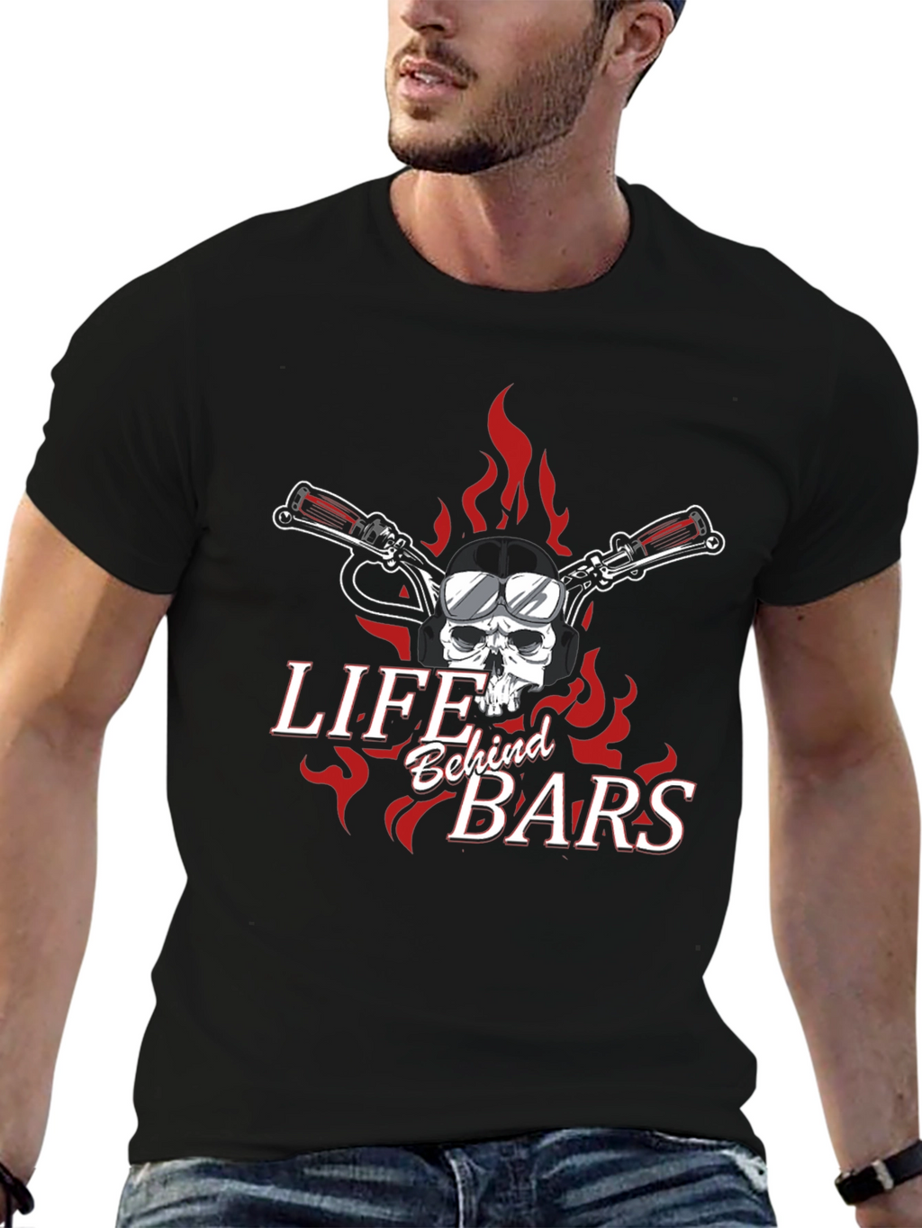 Life Behind Bars Skull Motorcycle T-Shirt