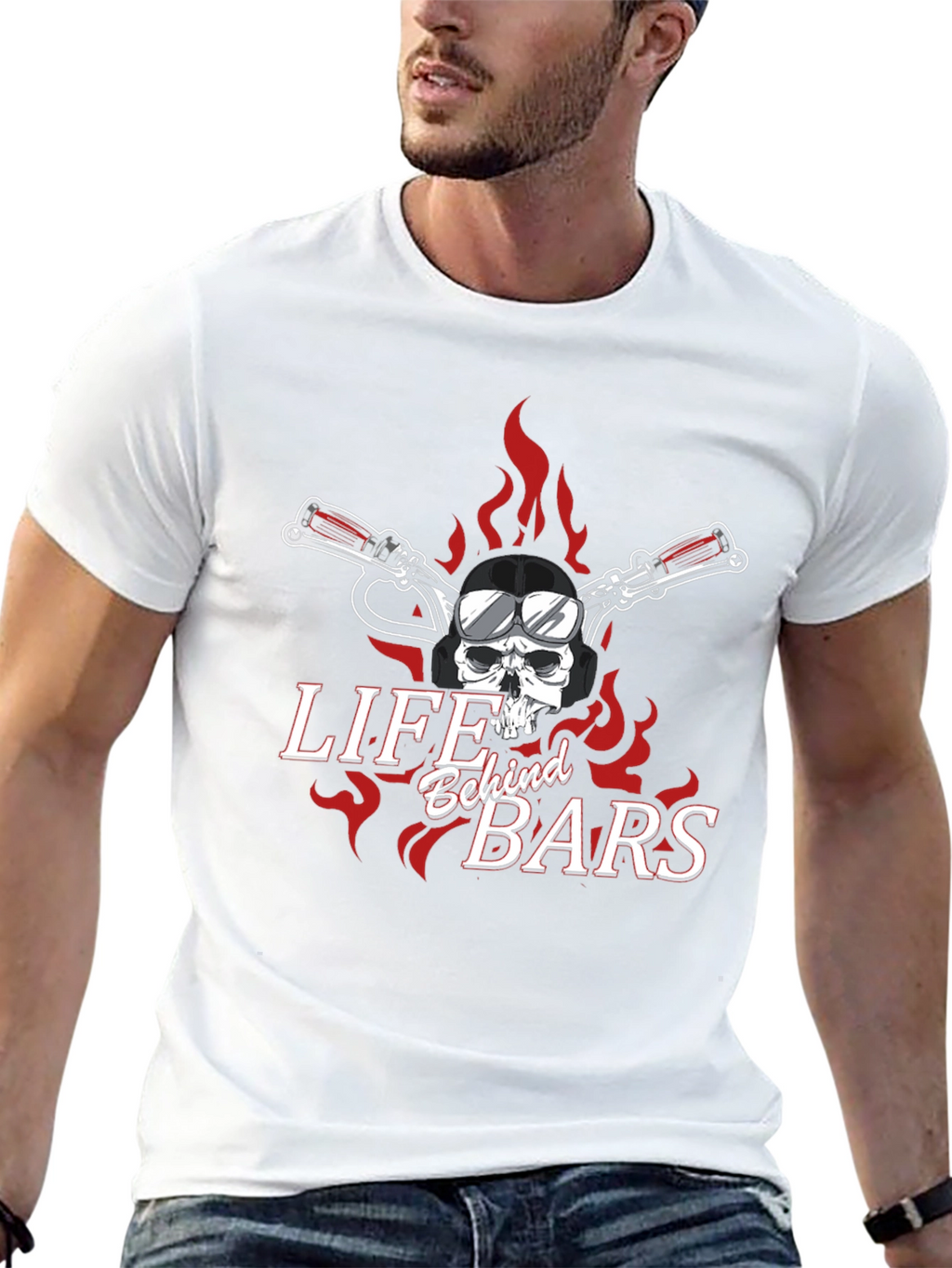 Life Behind Bars Skull Motorcycle T-Shirt