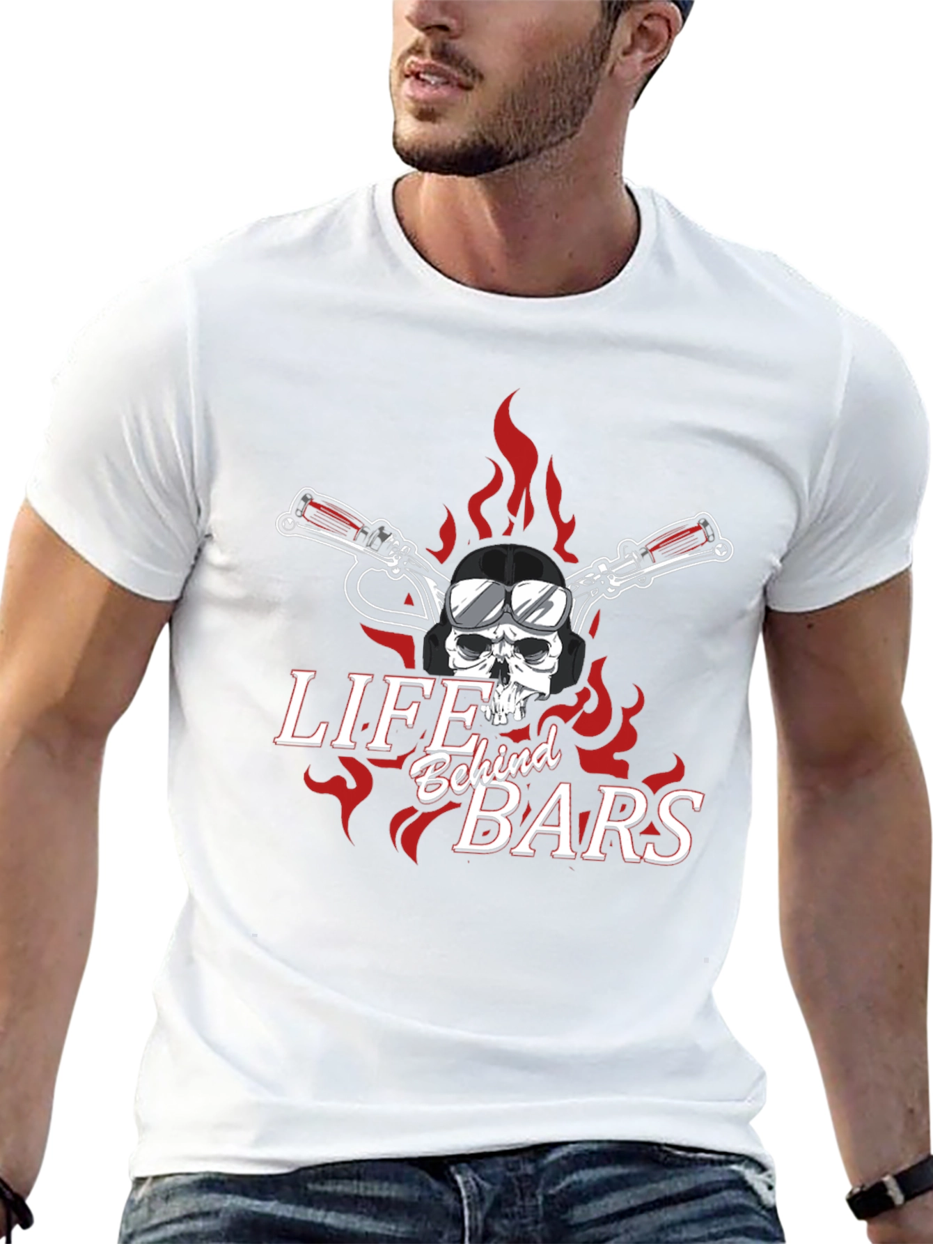 Life Behind Bars Skull Motorcycle T-Shirt