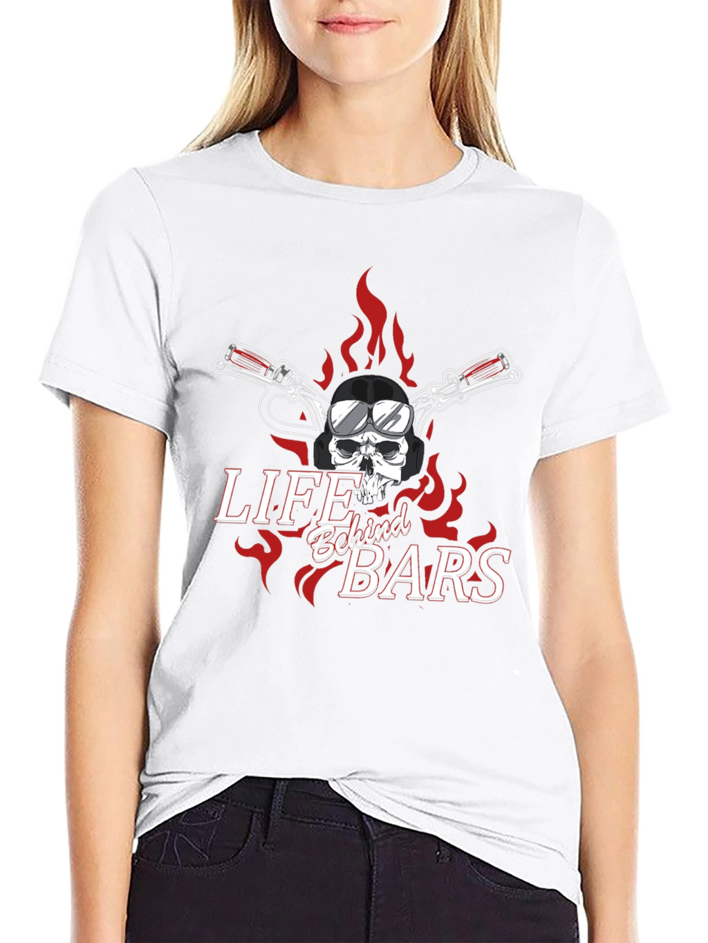 Life Behind Bars Skull Motorcycle T-Shirt