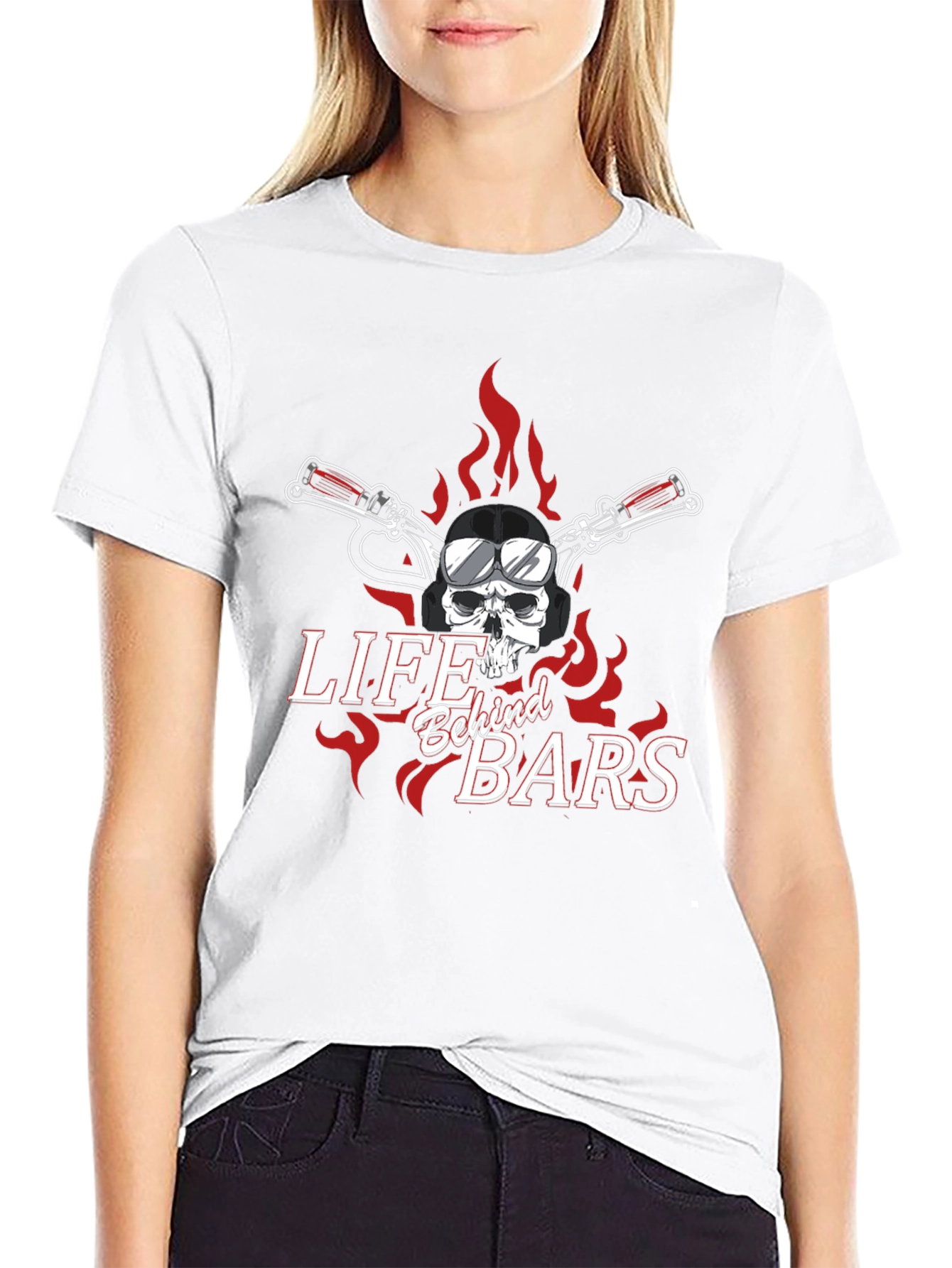Life Behind Bars Skull Motorcycle T-Shirt