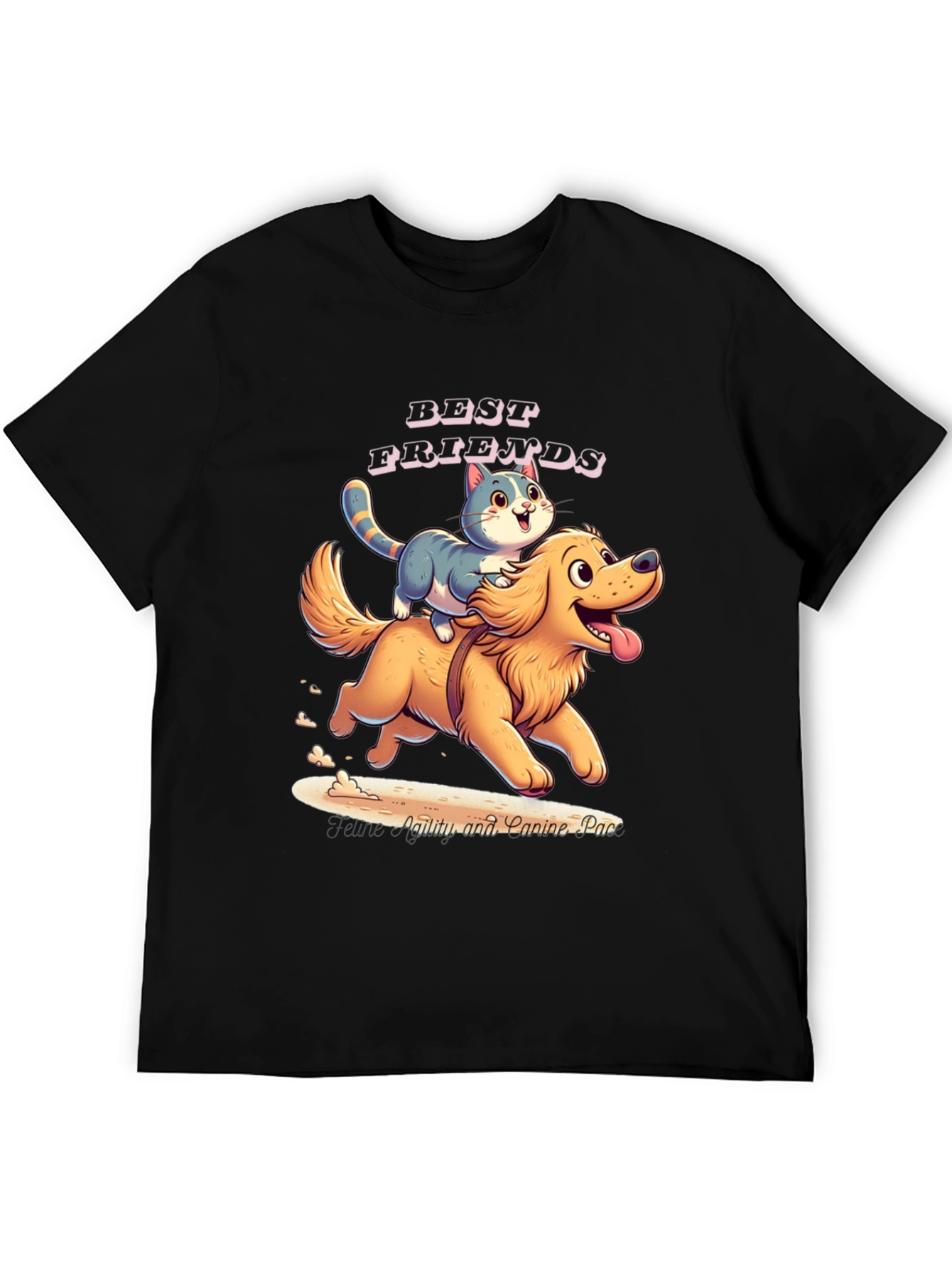 Best Friends Cat and Dog Graphic T-Shirt