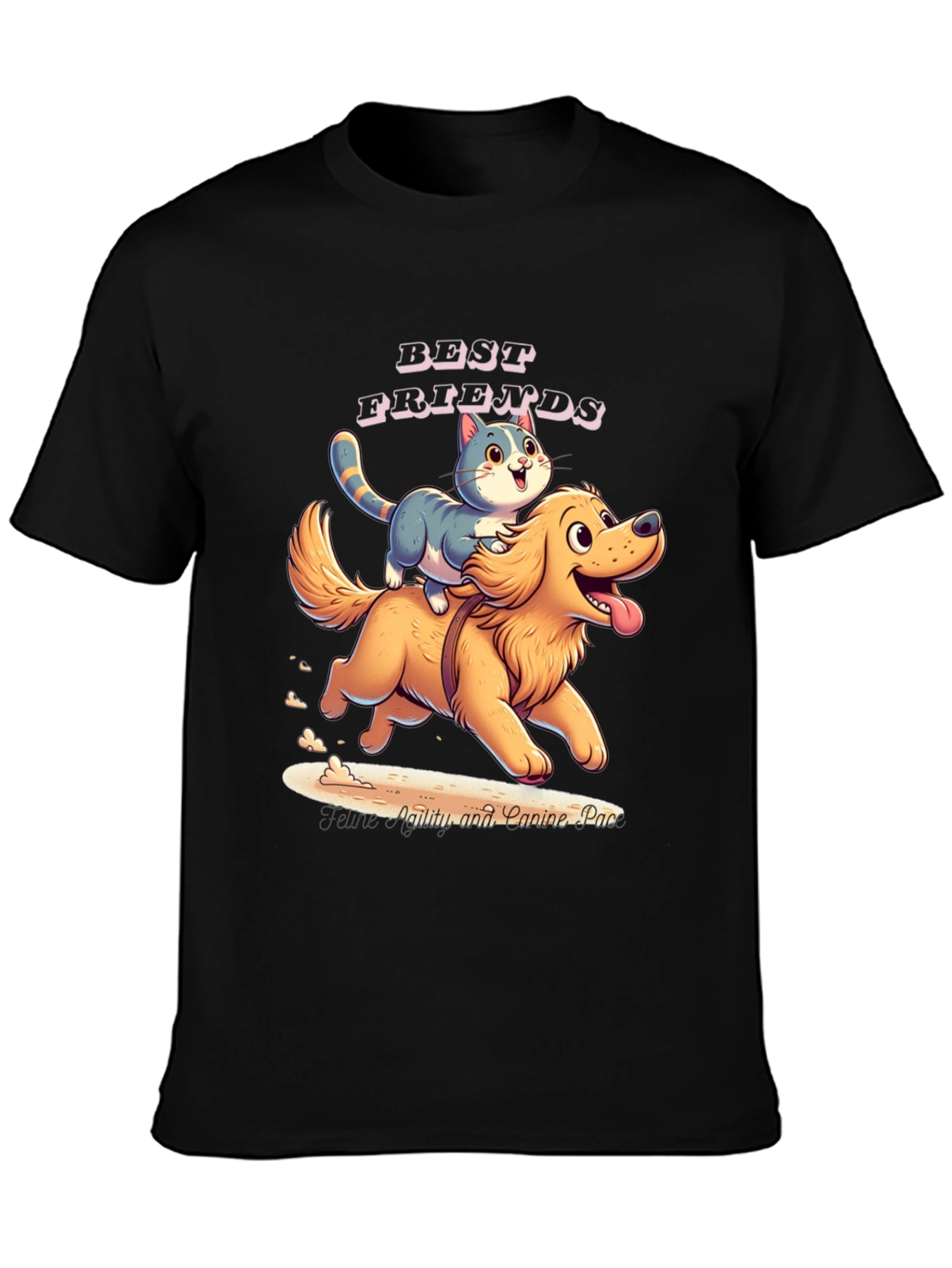 Best Friends Cat and Dog Graphic T-Shirt