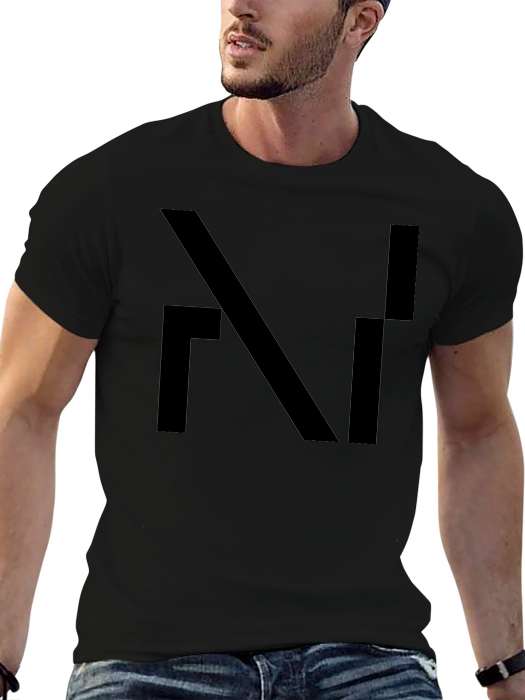 Modern Abstract Design Black T-Shirt for Men