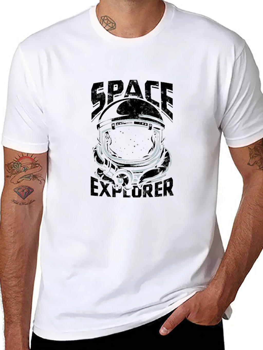 Space Explorer Graphic T-Shirt - Astronaut Helmet Tee