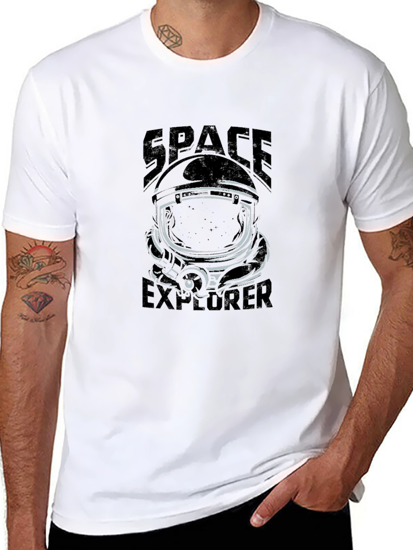 Space Explorer Graphic T-Shirt - Astronaut Helmet Tee