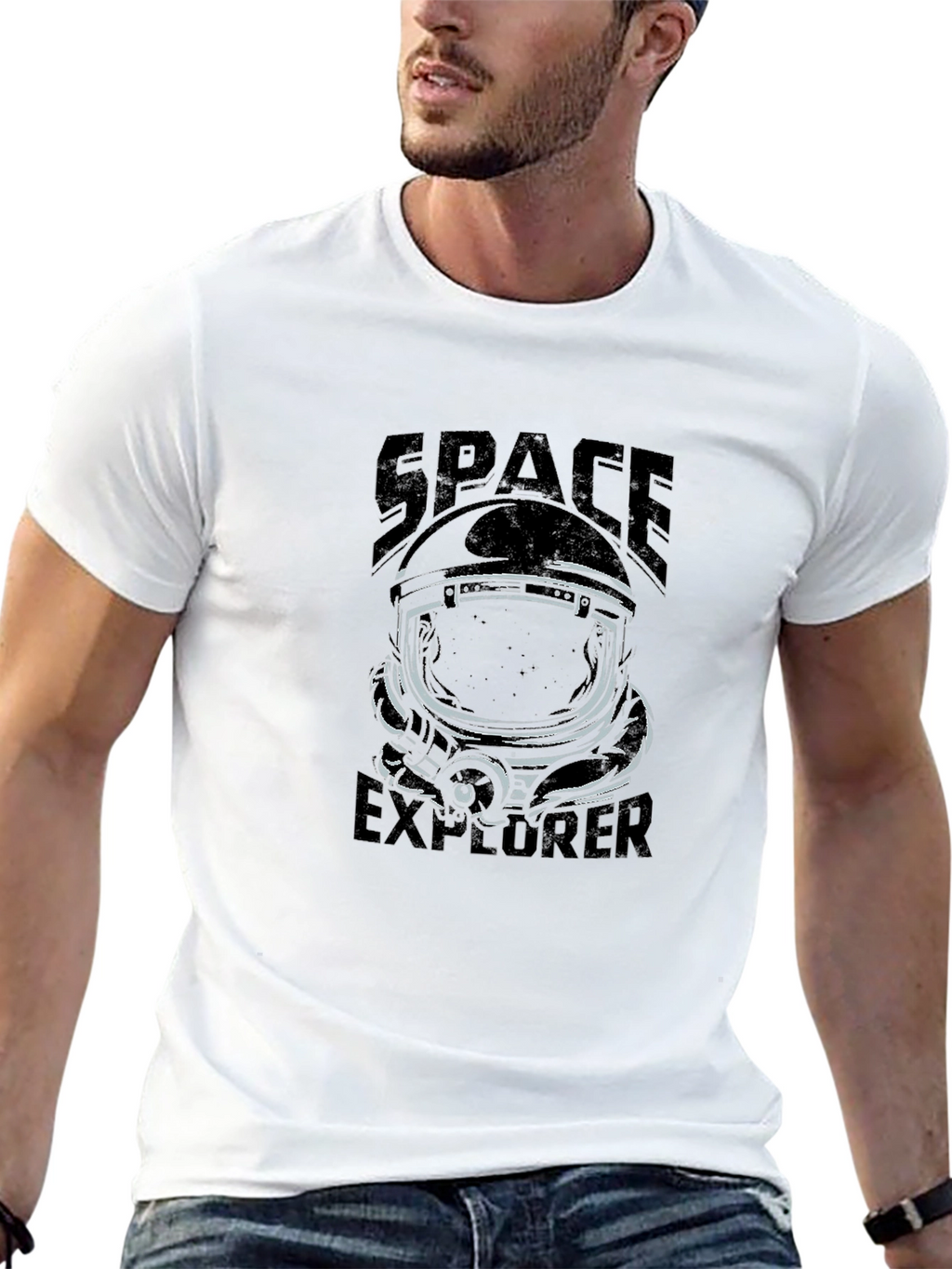 Space Explorer Graphic T-Shirt - Astronaut Helmet Tee