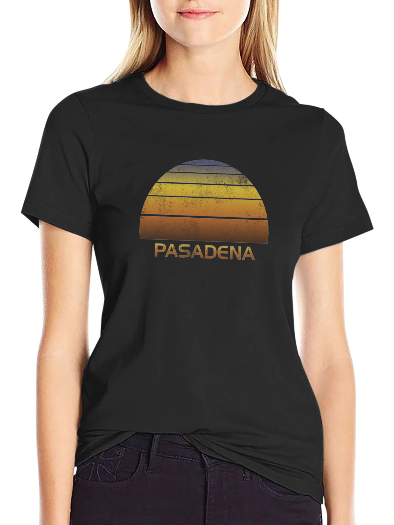 Pasadena Sunset Graphic Tee - Retro Style Black T-Shirt