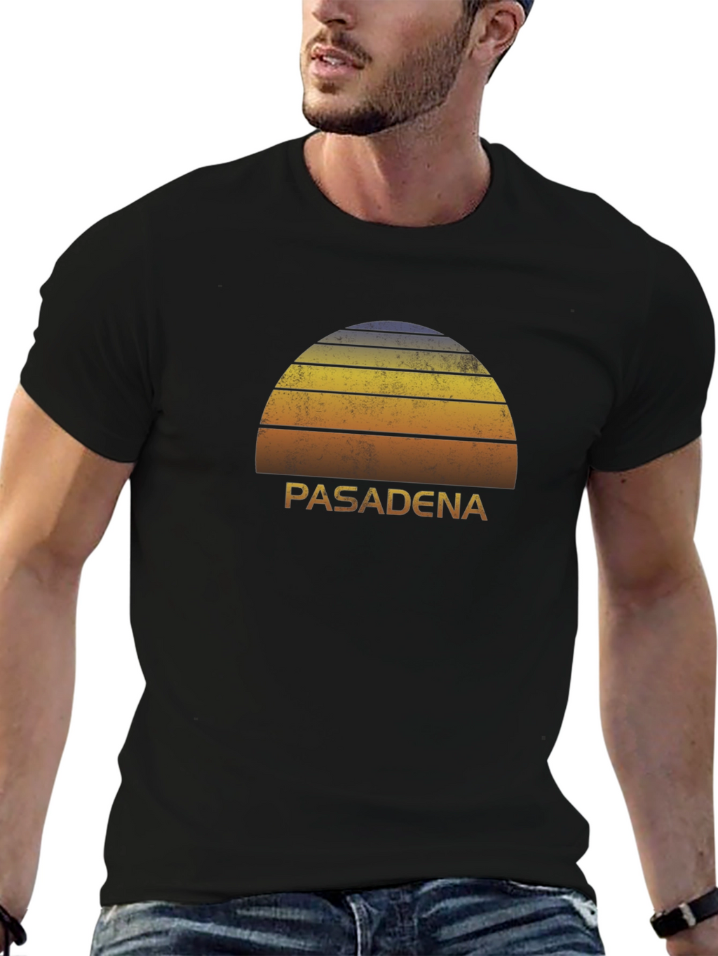 Pasadena Sunset Graphic Tee - Retro Style Black T-Shirt