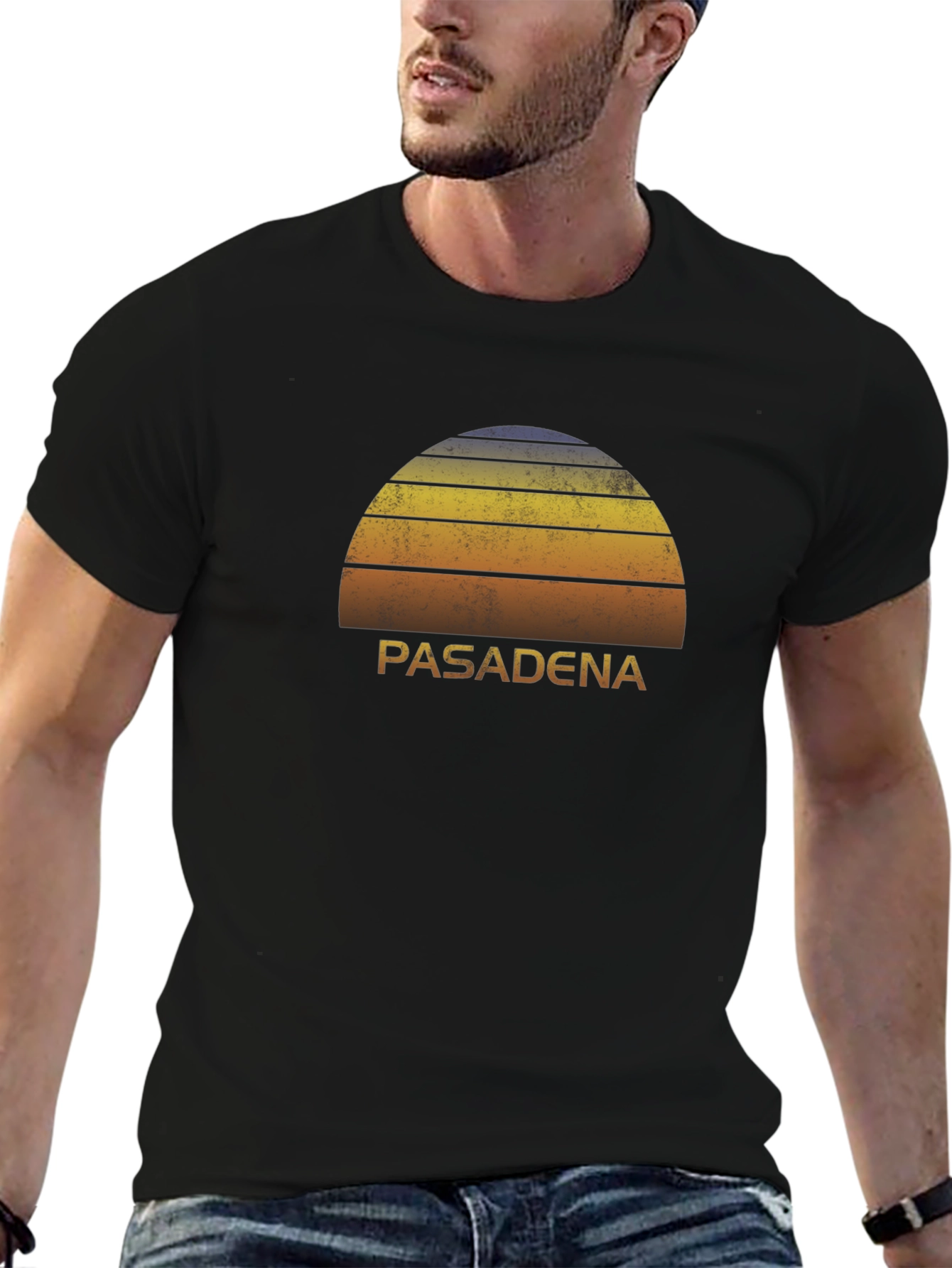 Pasadena Sunset Graphic Tee - Retro Style Black T-Shirt