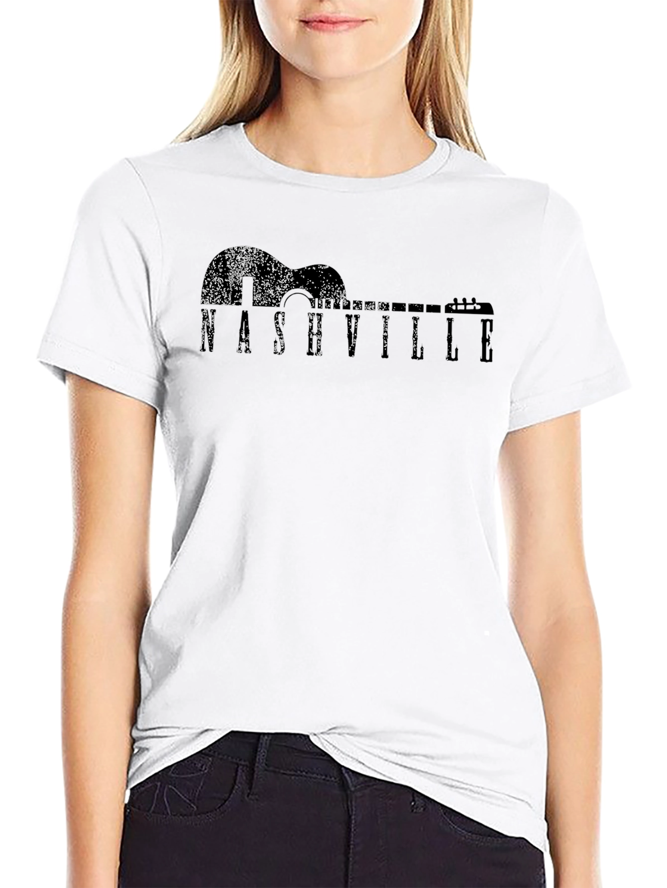 Nashville Guitar Graphic Mens Black T-Shirt