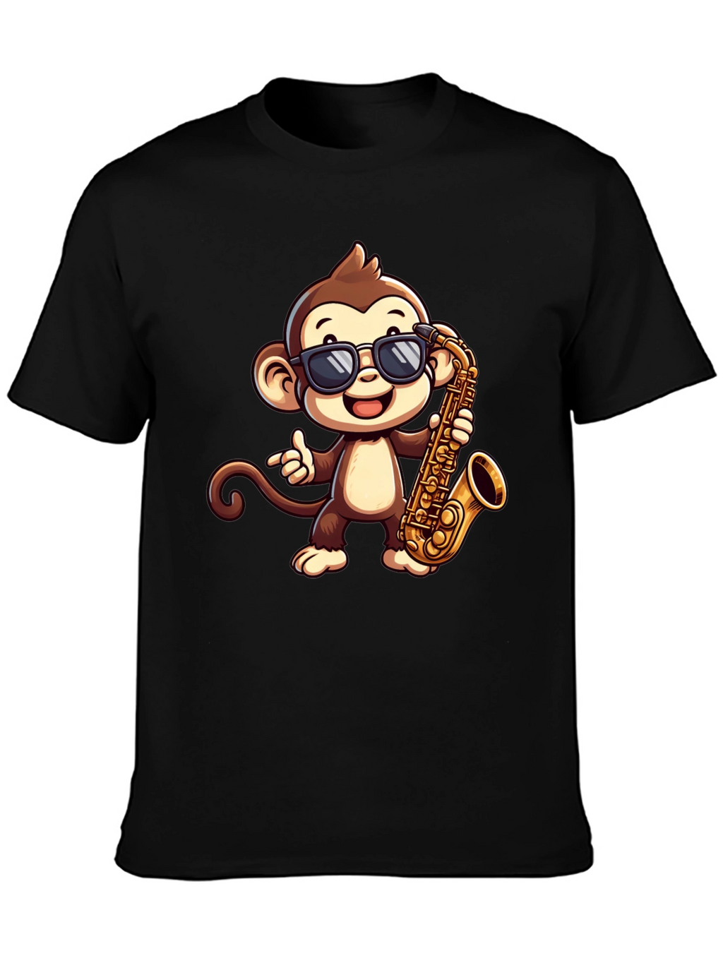 Monkey Saxophone Graphic Tee - Cool Cartoon T-Shirt