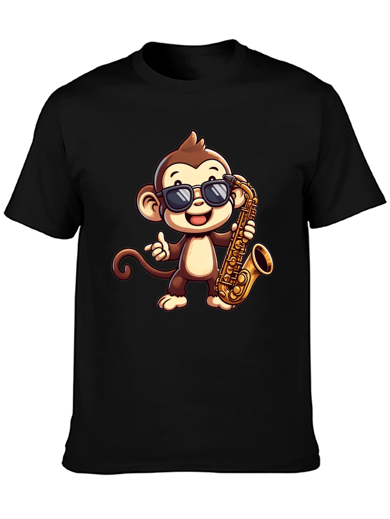 Monkey Saxophone Graphic Tee - Cool Cartoon T-Shirt