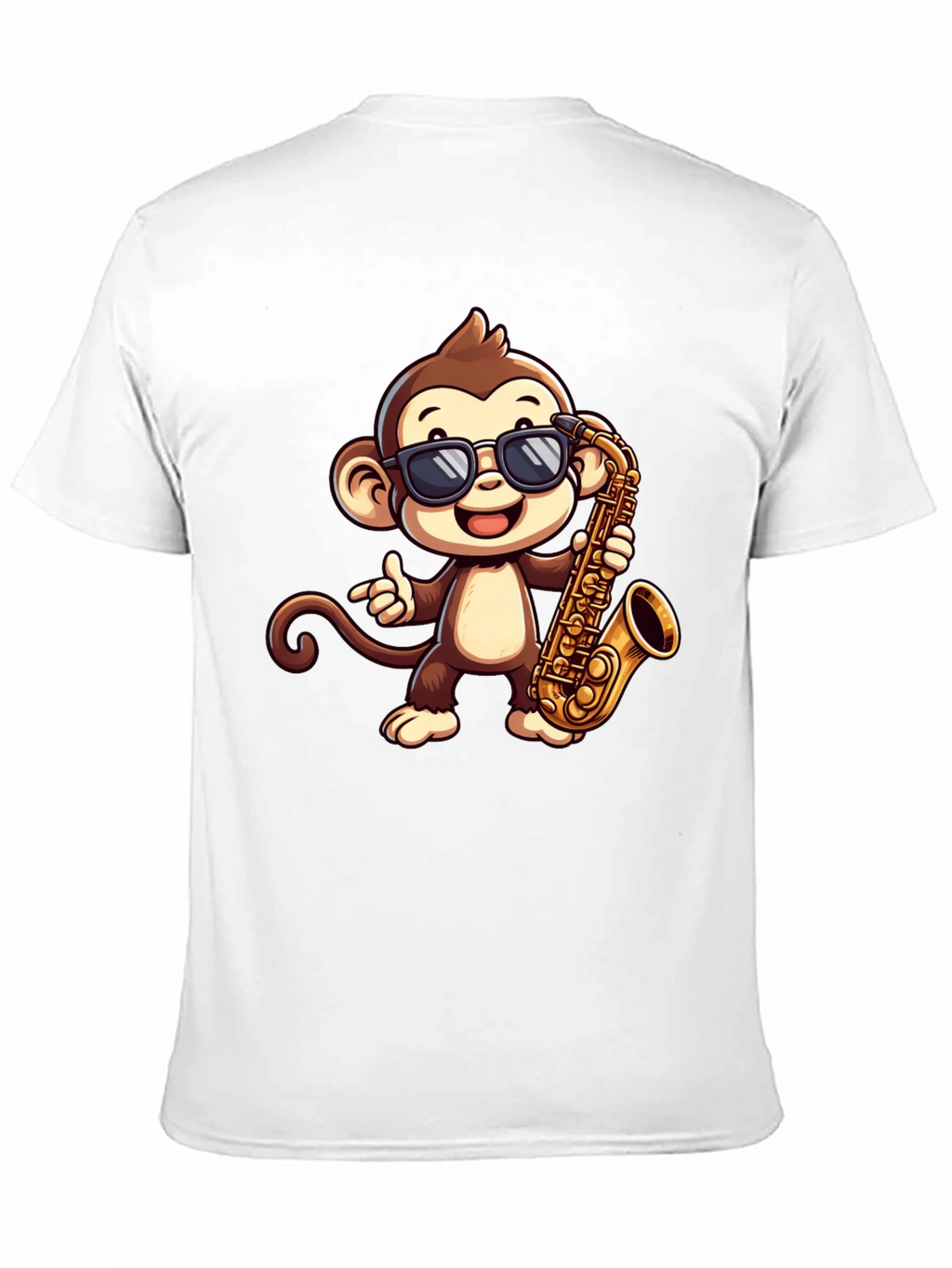 Monkey Saxophone Graphic Tee - Cool Cartoon T-Shirt