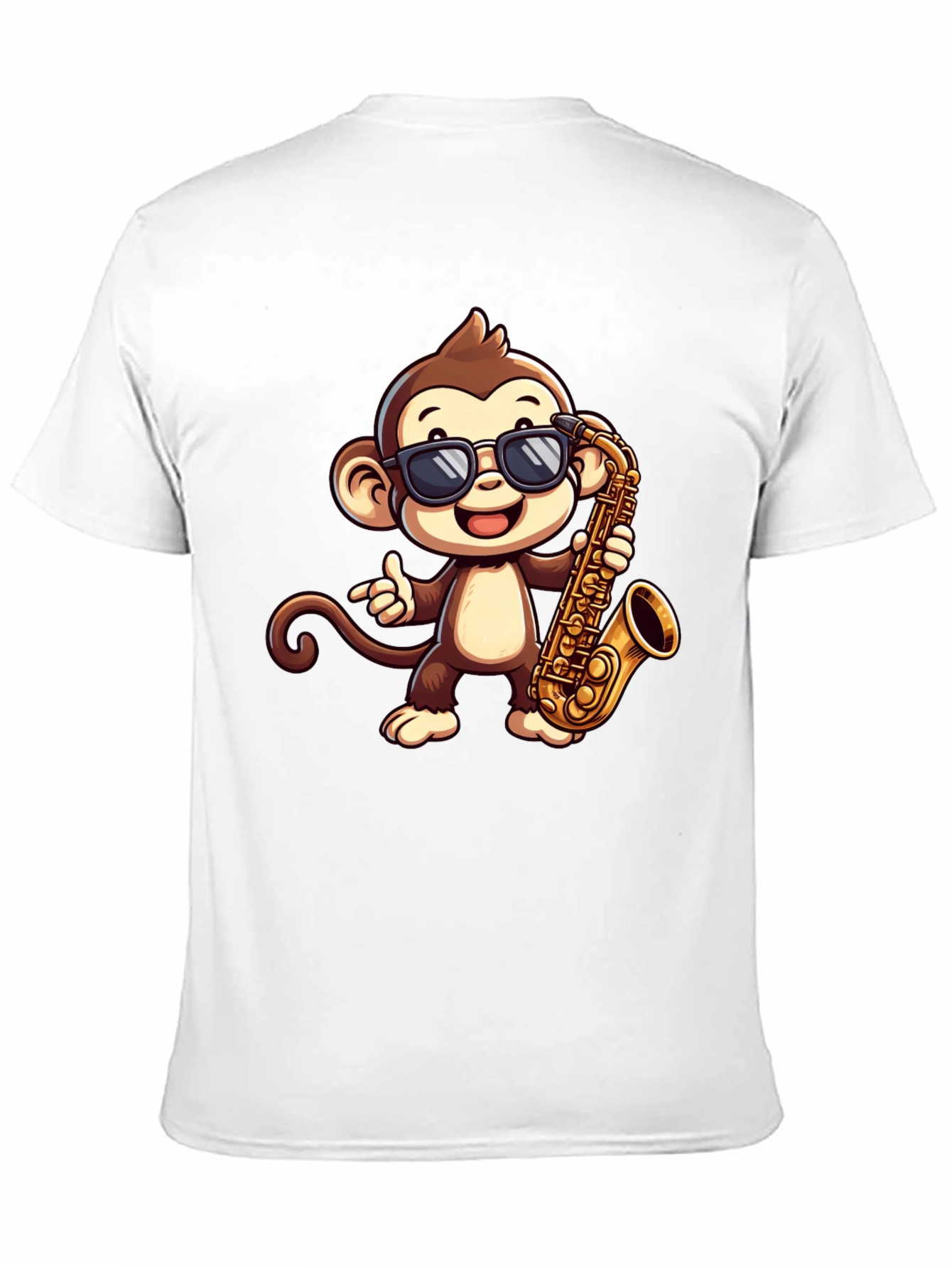 Monkey Saxophone Graphic Tee - Cool Cartoon T-Shirt