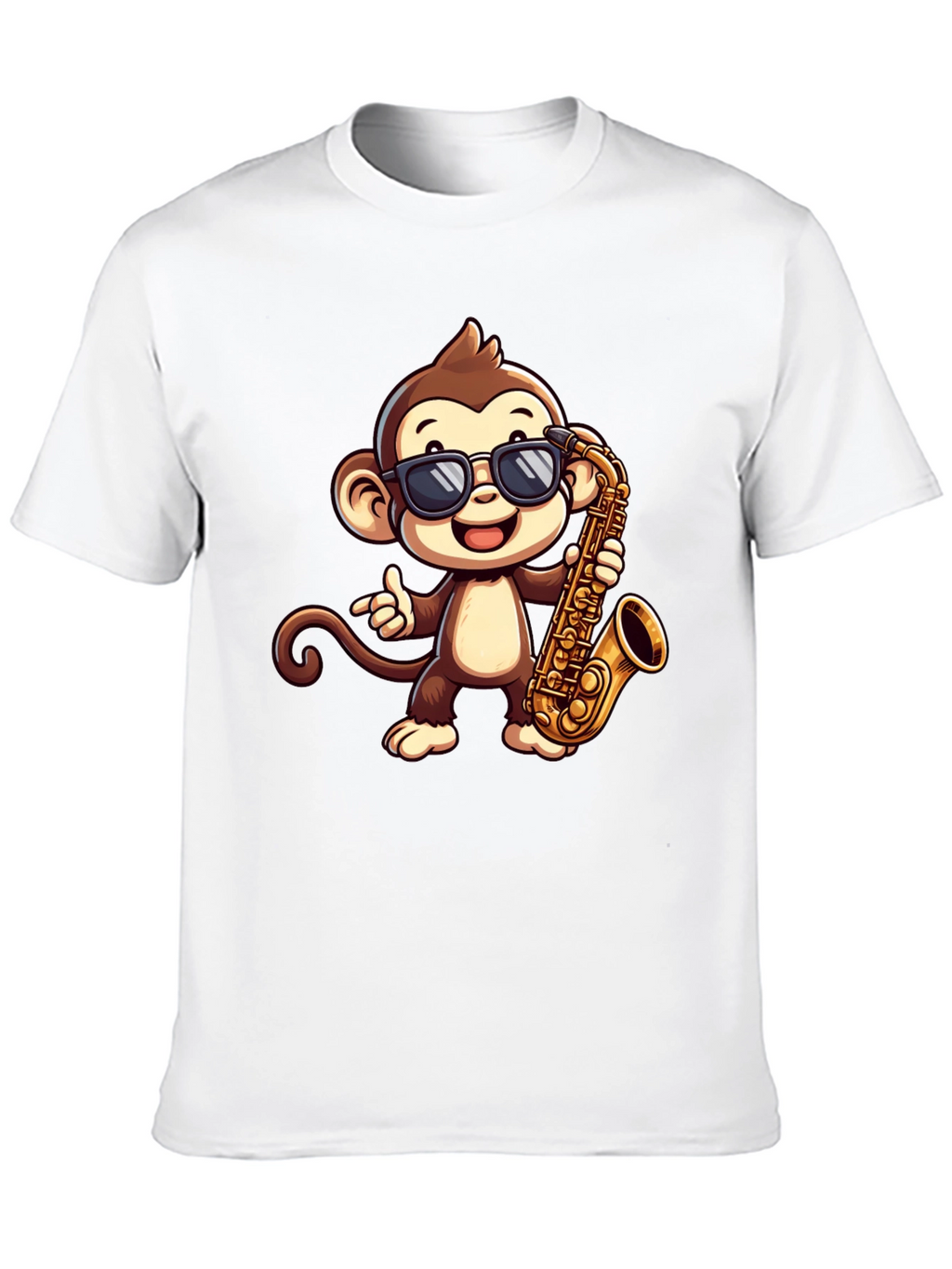 Monkey Saxophone Graphic Tee - Cool Cartoon T-Shirt