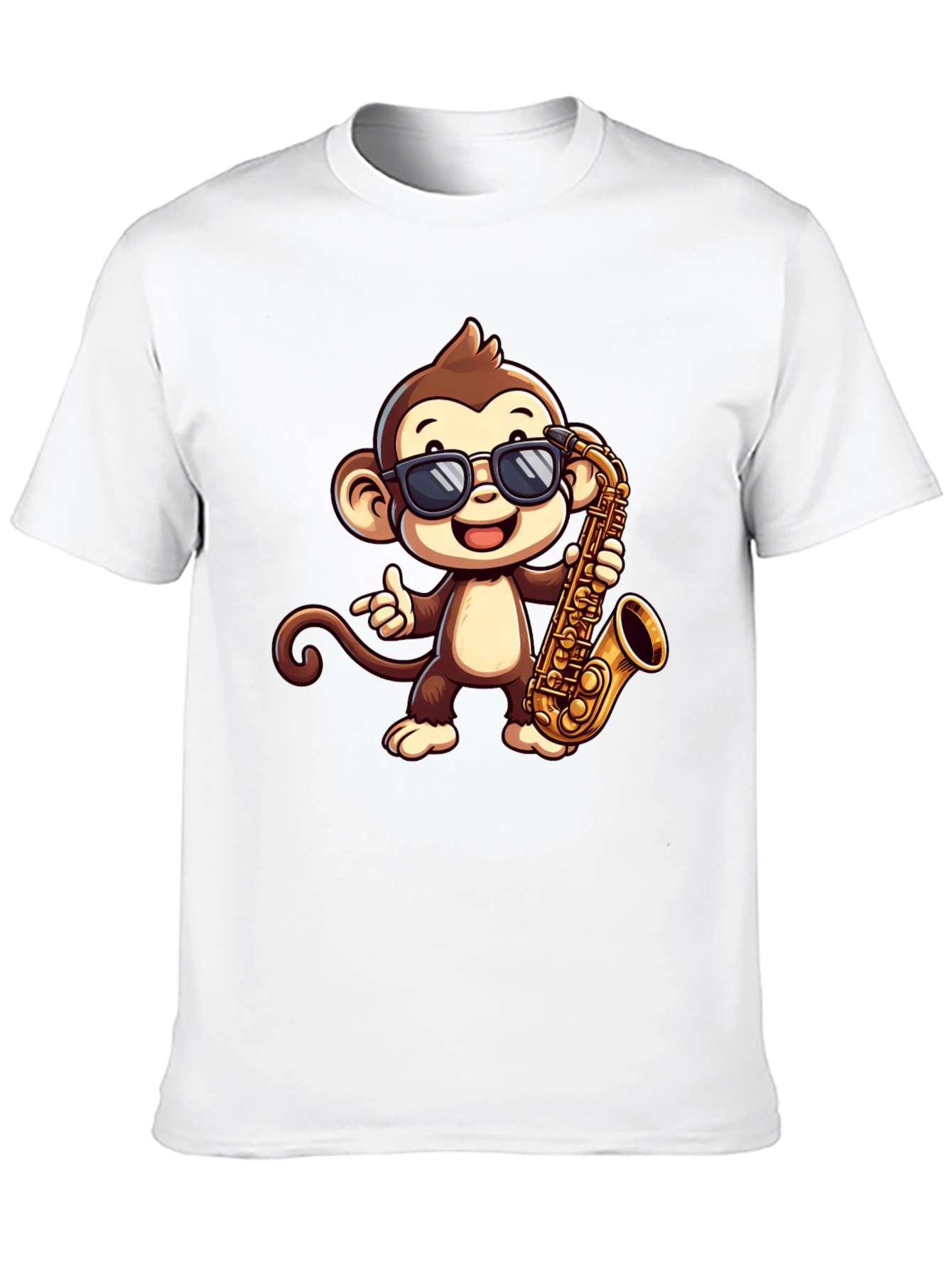 Monkey Saxophone Graphic Tee - Cool Cartoon T-Shirt
