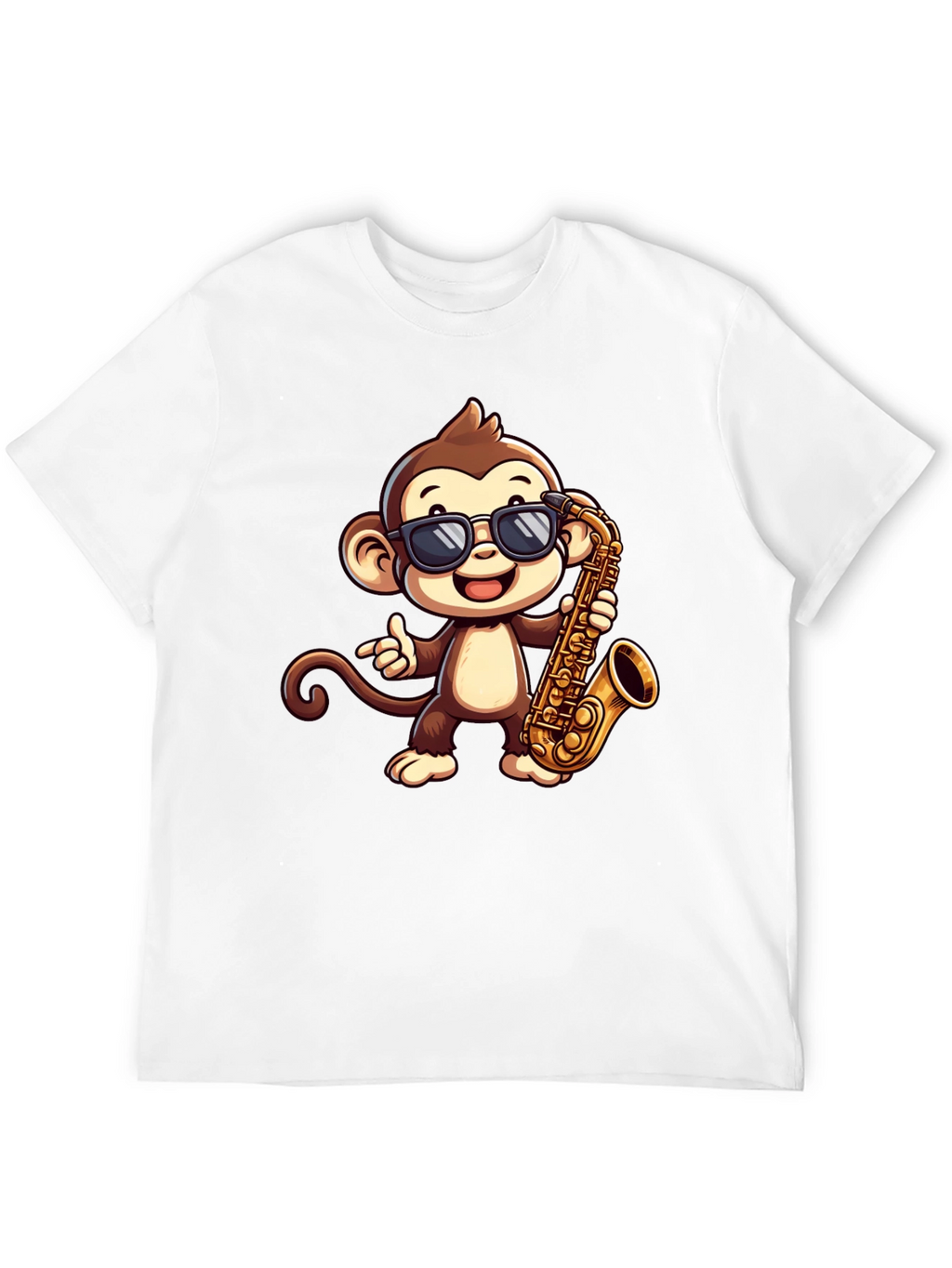 Monkey Saxophone Graphic Tee - Cool Cartoon T-Shirt