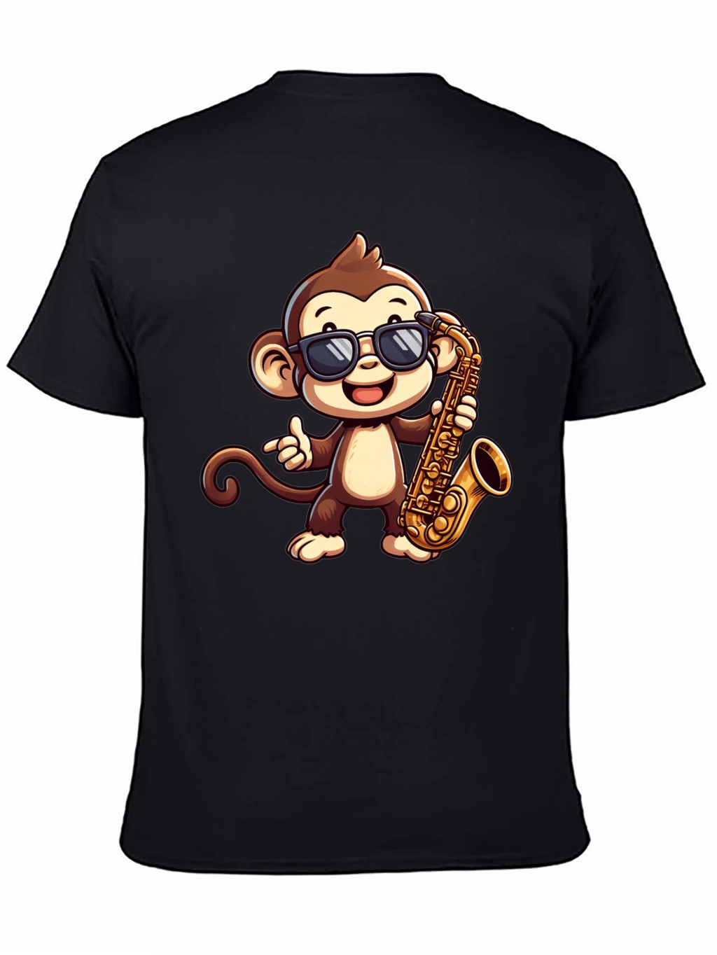 Monkey Saxophone Graphic Tee - Cool Cartoon T-Shirt