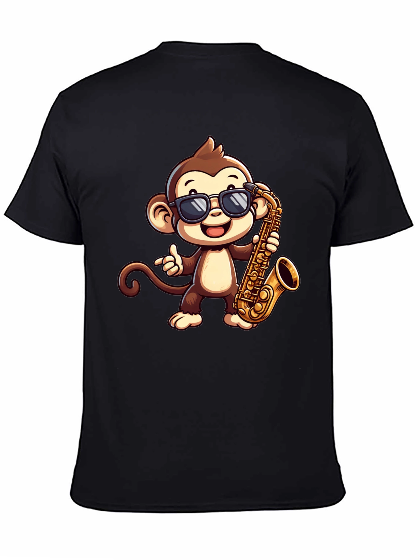 Monkey Saxophone Graphic Tee - Cool Cartoon T-Shirt