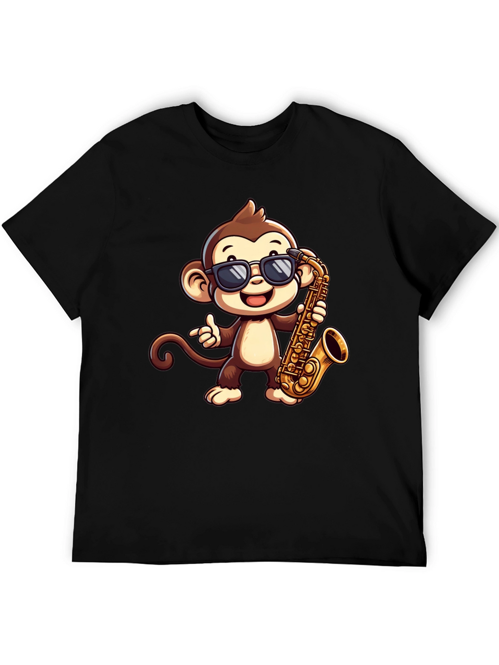 Monkey Saxophone Graphic Tee - Cool Cartoon T-Shirt