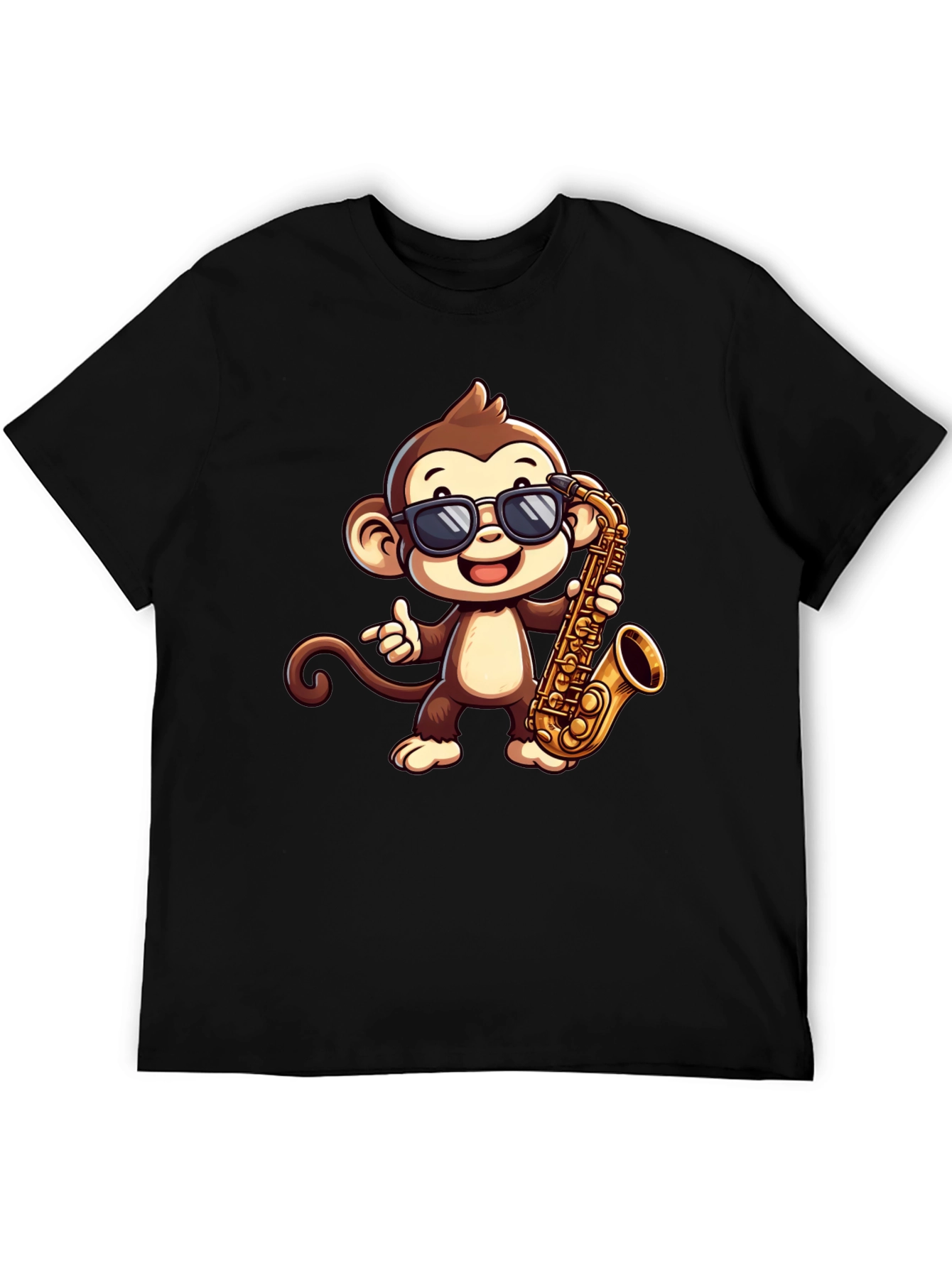 Monkey Saxophone Graphic Tee - Cool Cartoon T-Shirt