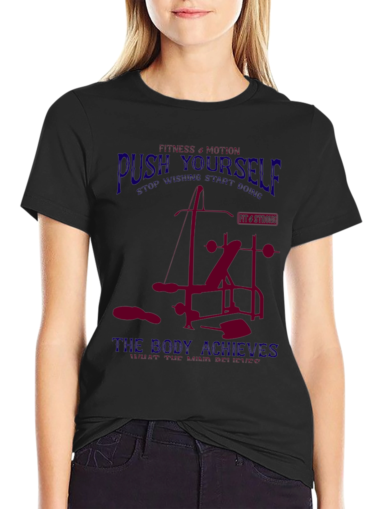 Fitness Motivation T-Shirt - Push Yourself Bodybuilding Gym Tee