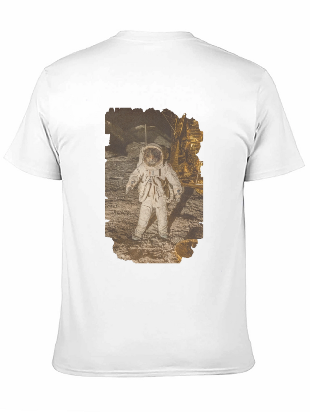 Astronaut Cat Graphic Print Black T-Shirt