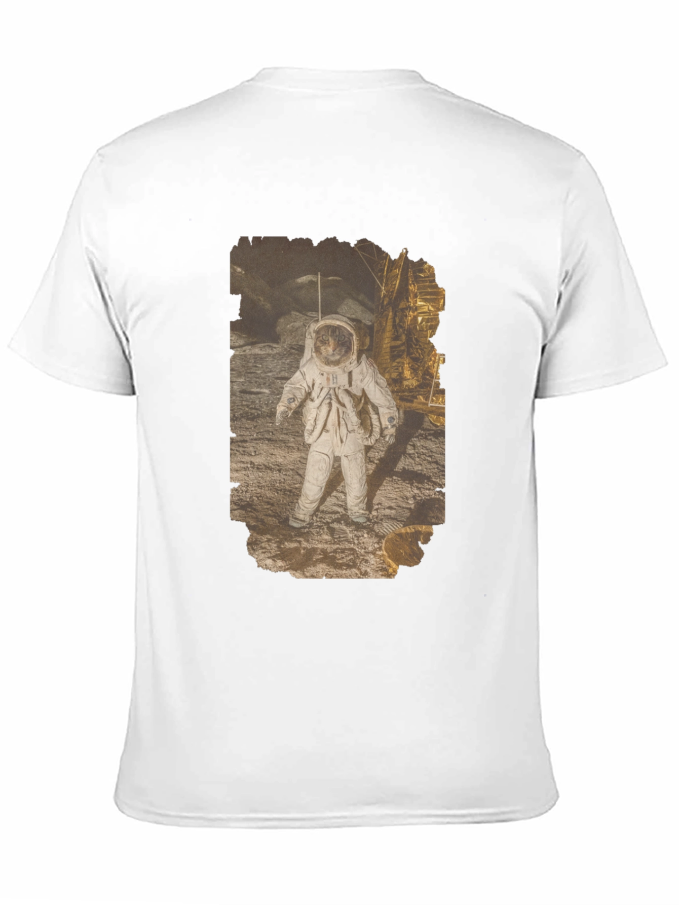 Astronaut Cat Graphic Print Black T-Shirt
