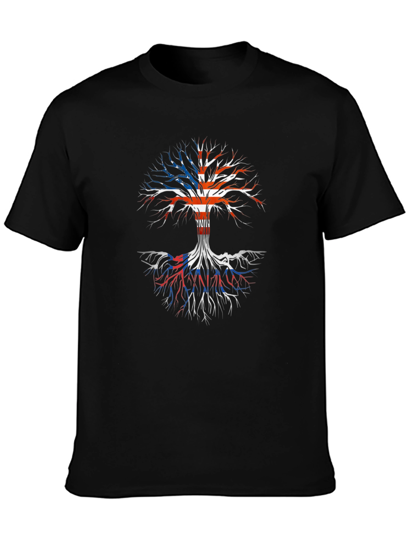 USA Flag Tree Roots Graphic Print T-Shirt