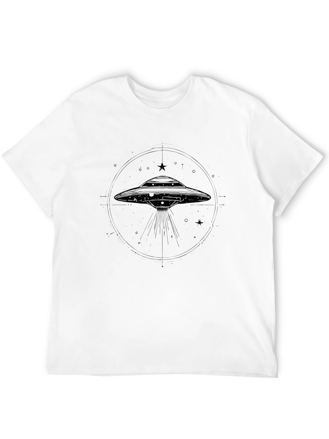 UFO Graphic T-Shirt - Black Cotton Alien Tee