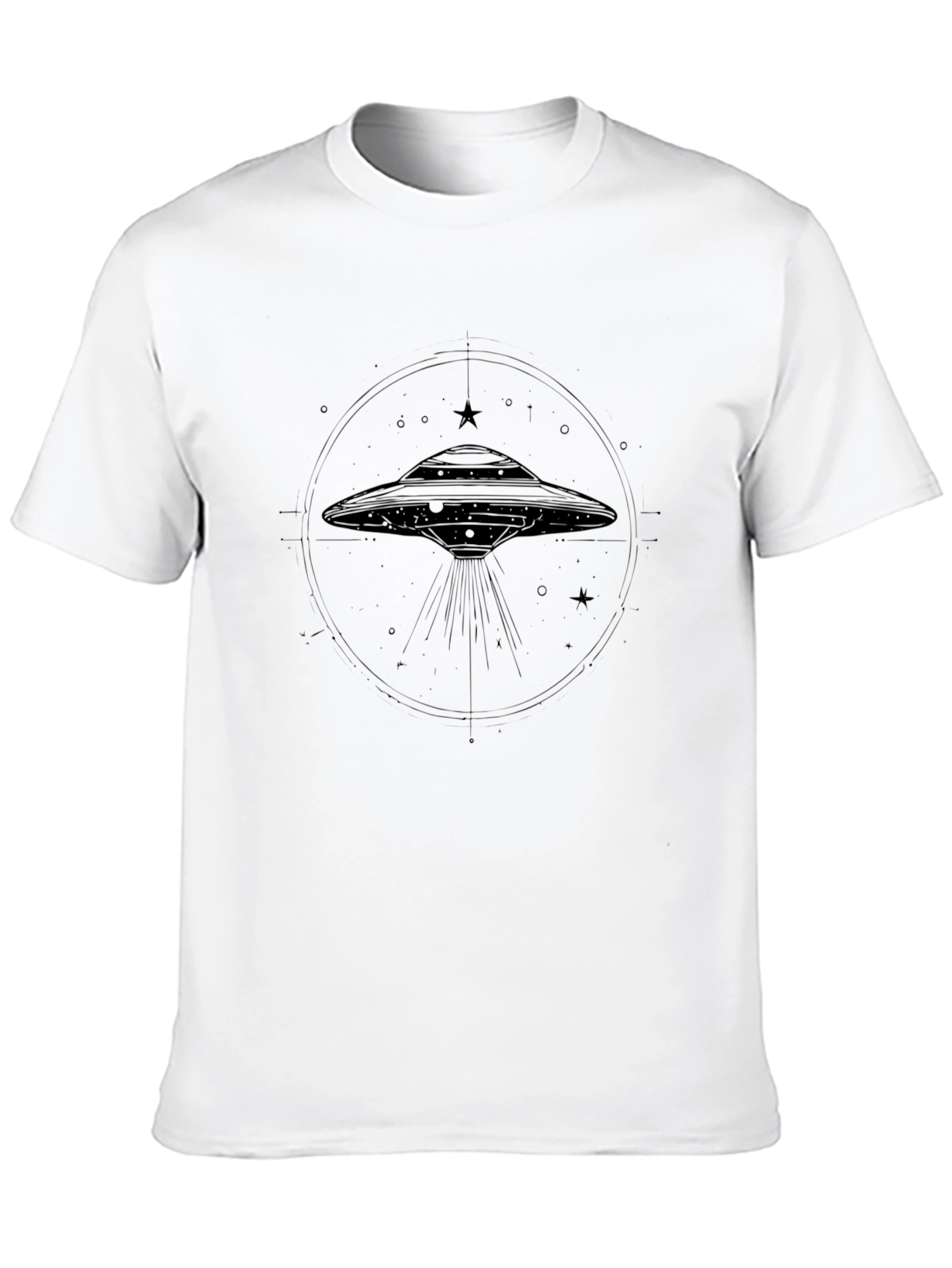 UFO Graphic T-Shirt - Black Cotton Alien Tee