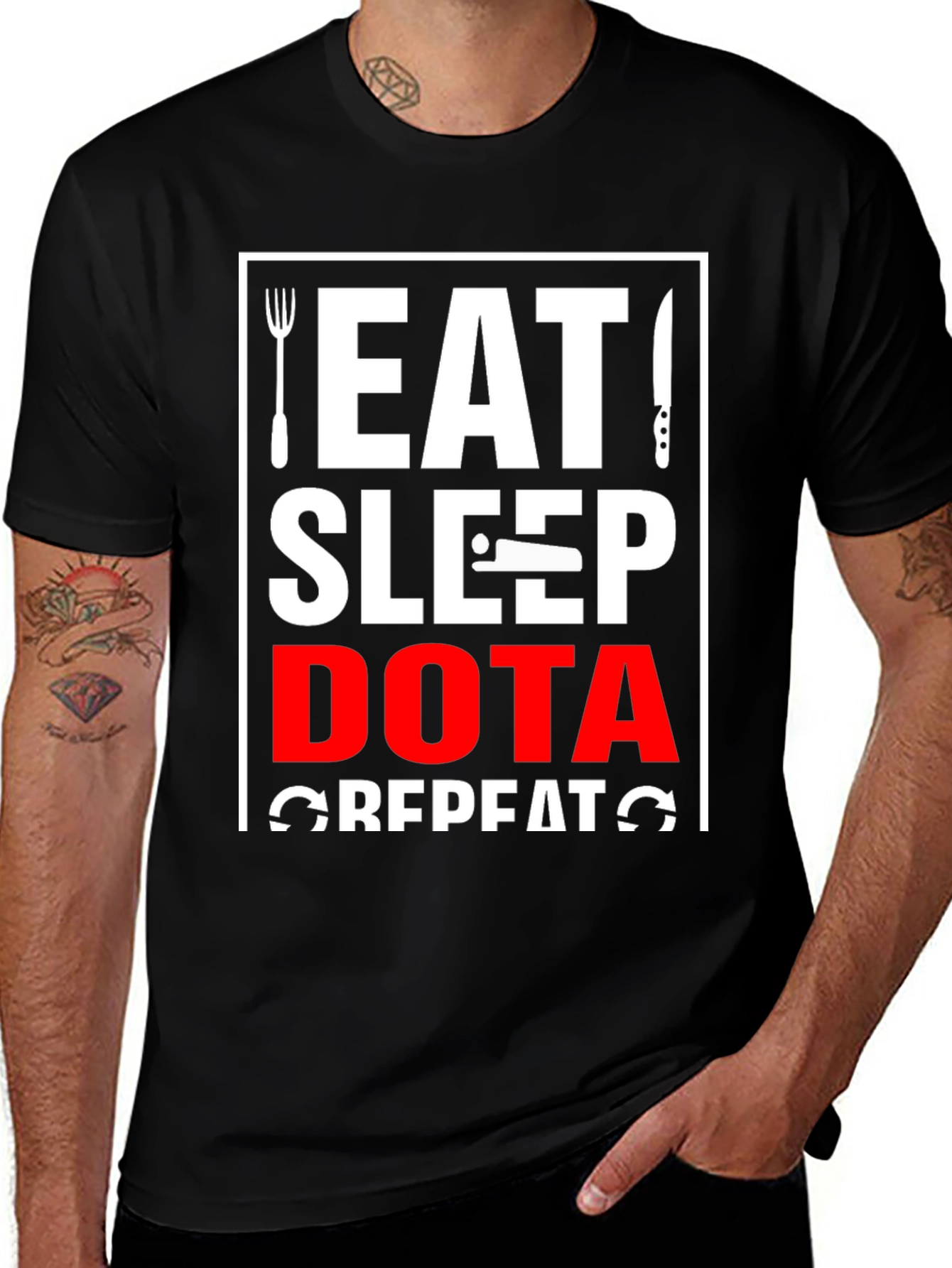 Eat Sleep Dota Repeat Black T-Shirt