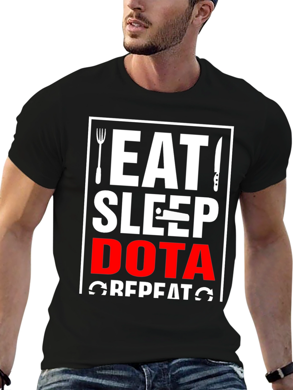 Eat Sleep Dota Repeat Black T-Shirt