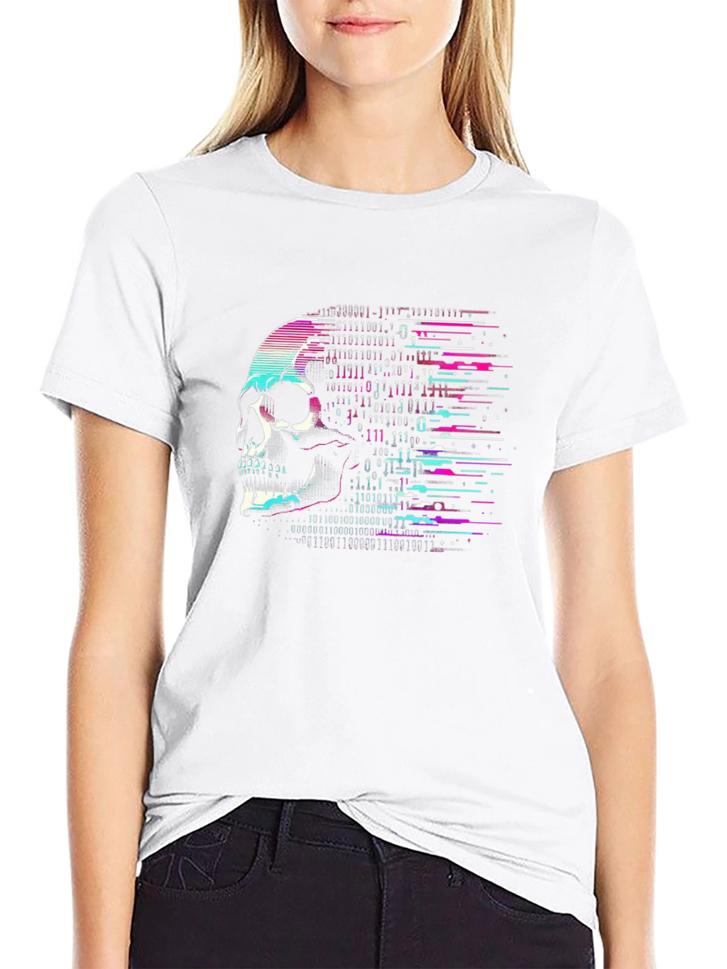 Cyberpunk Skull Graphic Tee - Black