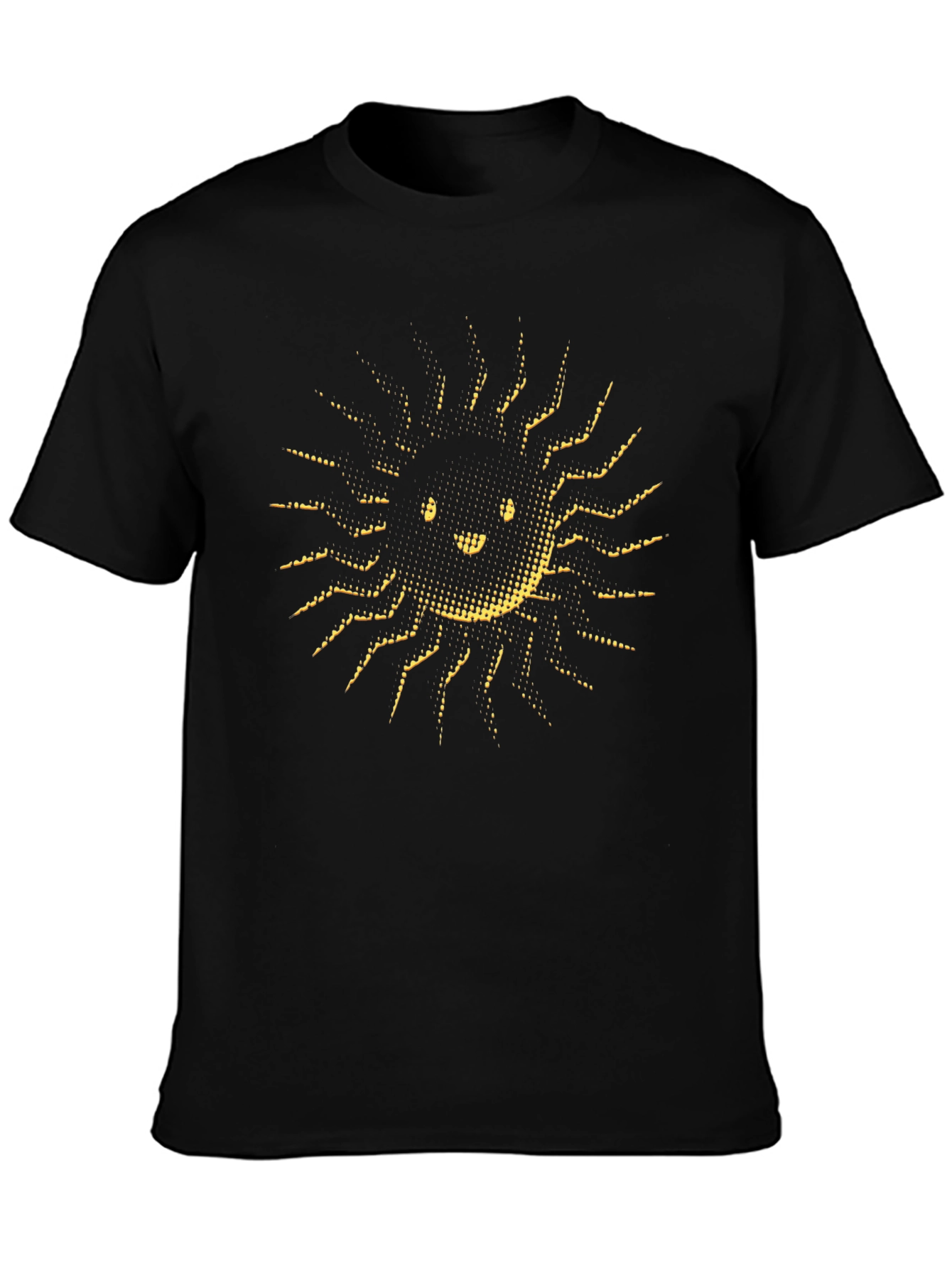 Smiling Sun Graphic Tee - Soft Black Cotton T-Shirt