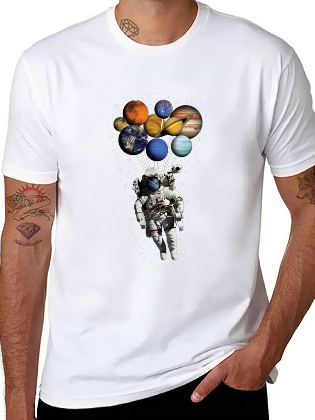 Astronaut Planets T-Shirt - Space Lover Gift