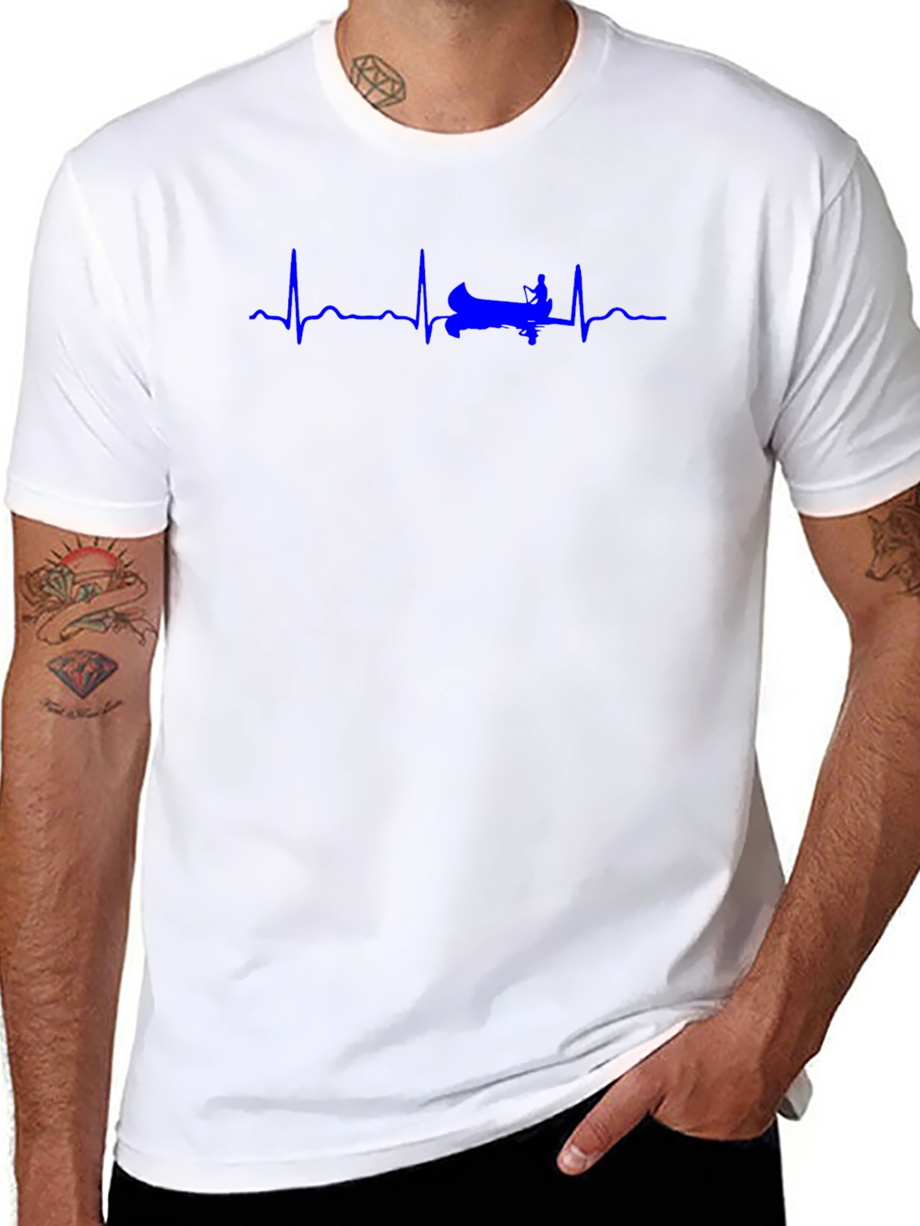 Rowing Heartbeat T-Shirt - Black Cotton Tee