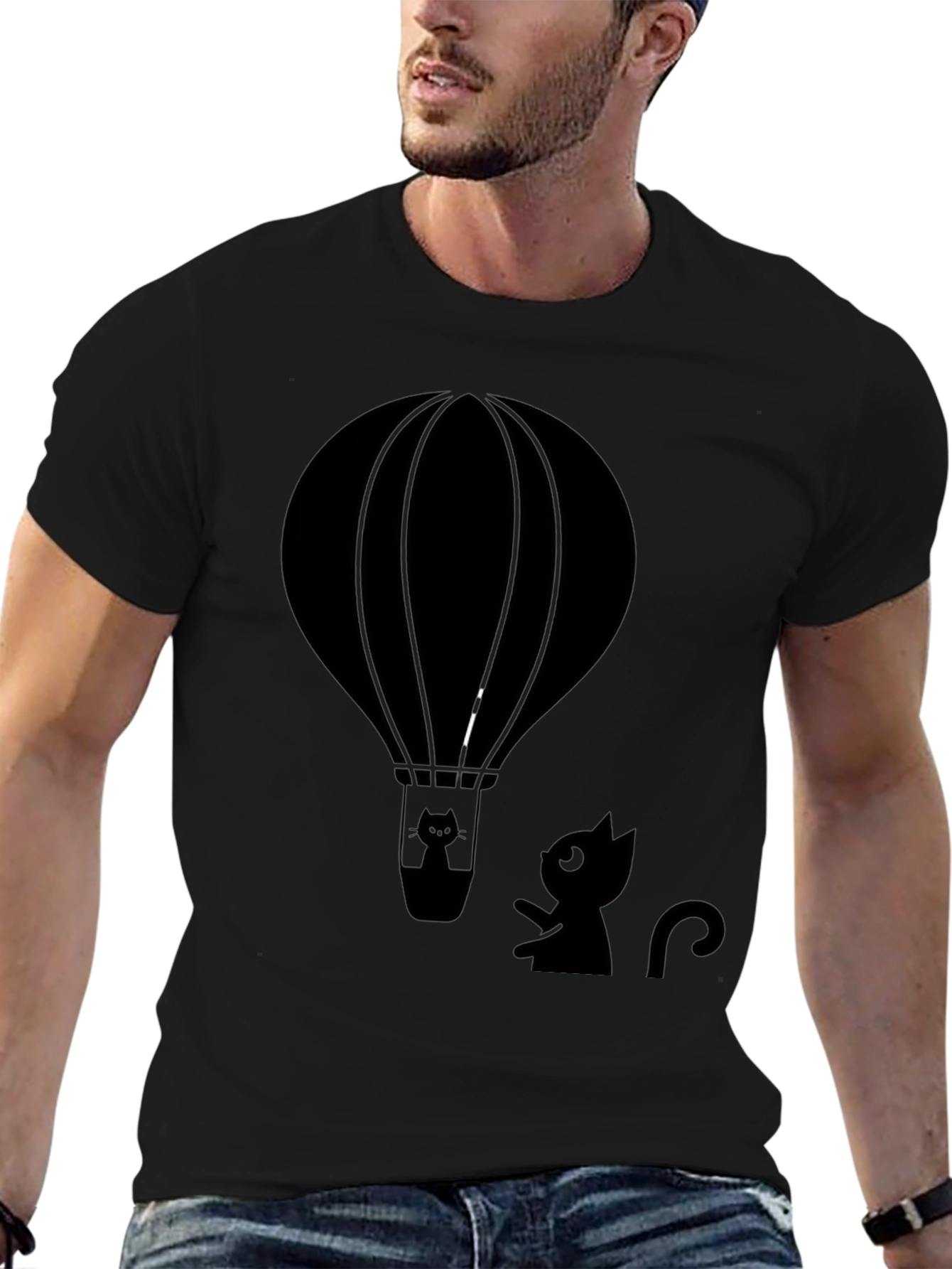 Cat in Hot Air Balloon Graphic Tee